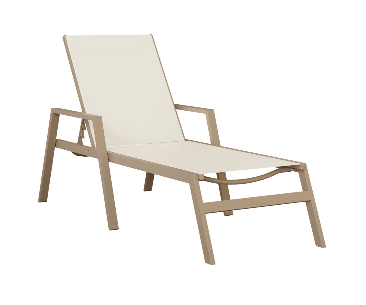 Berlin Gardens Vida Sling Chaise Lounge with Arms in Oak Wood Vein