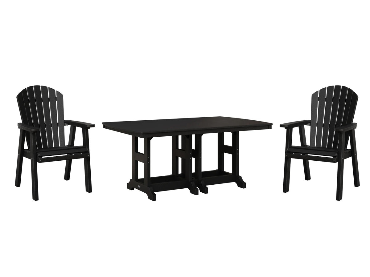 Berlin Gardens Comfo Back 44" x 72" Rectangular Dining Set for 6, shown in Black