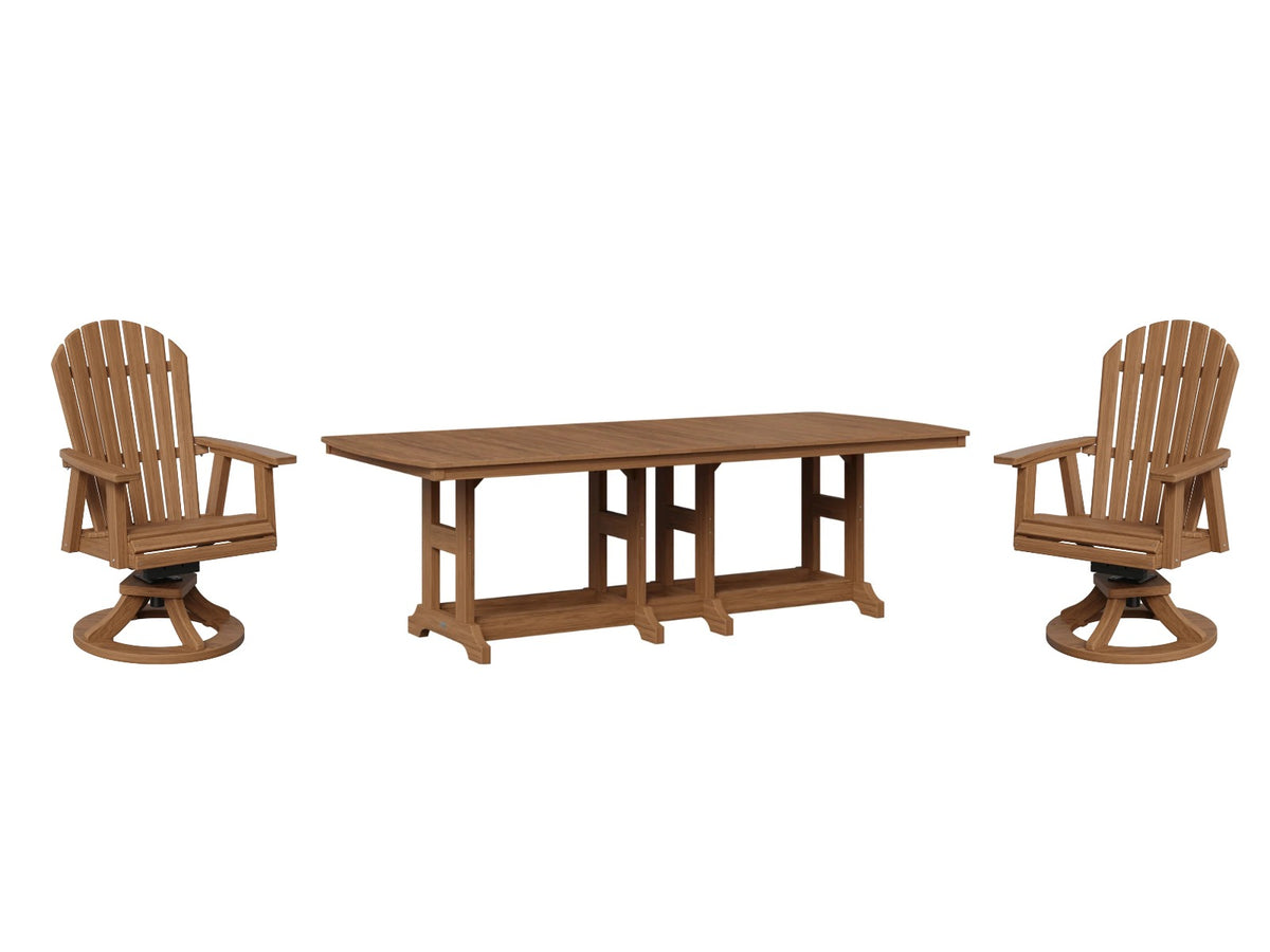 Berlin Gardens Comfo Back 44" x 96" Swivel Rocker Dining Set for 8, shown in Antique Mahogany