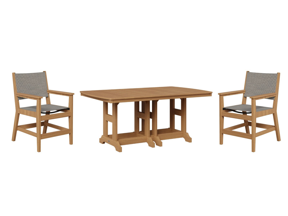 Berlin Gardens Mayhew Sling 44" x 72" Dining Set for 6, shown in Natural Teak