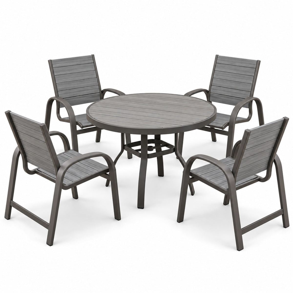Berlin Gardens Murphy 42" Round Dining Set with 4 Poly Dining Chairs