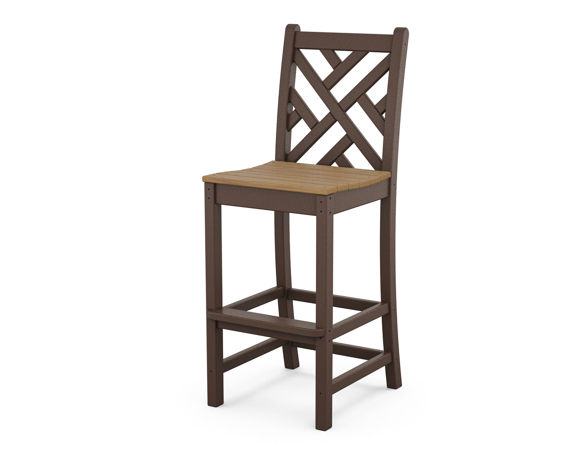 POLYWOOD Chippendale Bar Side Chair with Mahogany frame and Natural seat