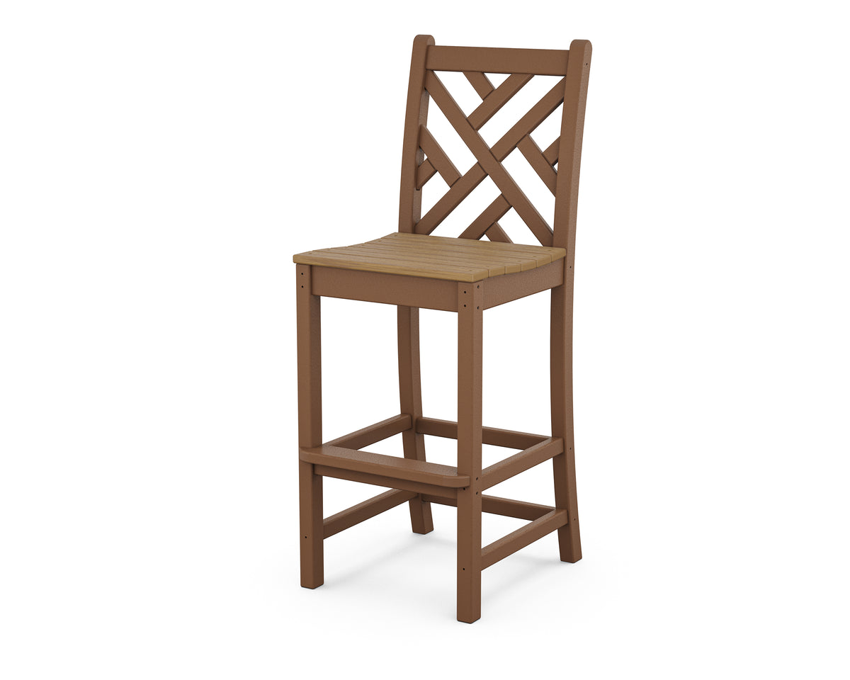 POLYWOOD Chippendale Bar Side Chair with Teak frame and Natural seat