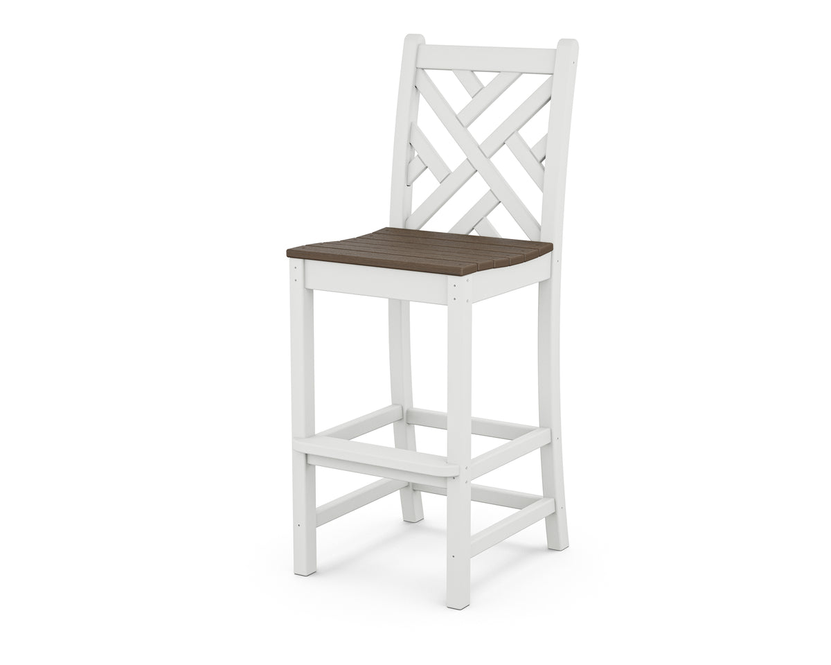 POLYWOOD Chippendale Bar Side Chair with White frame and Kona seat