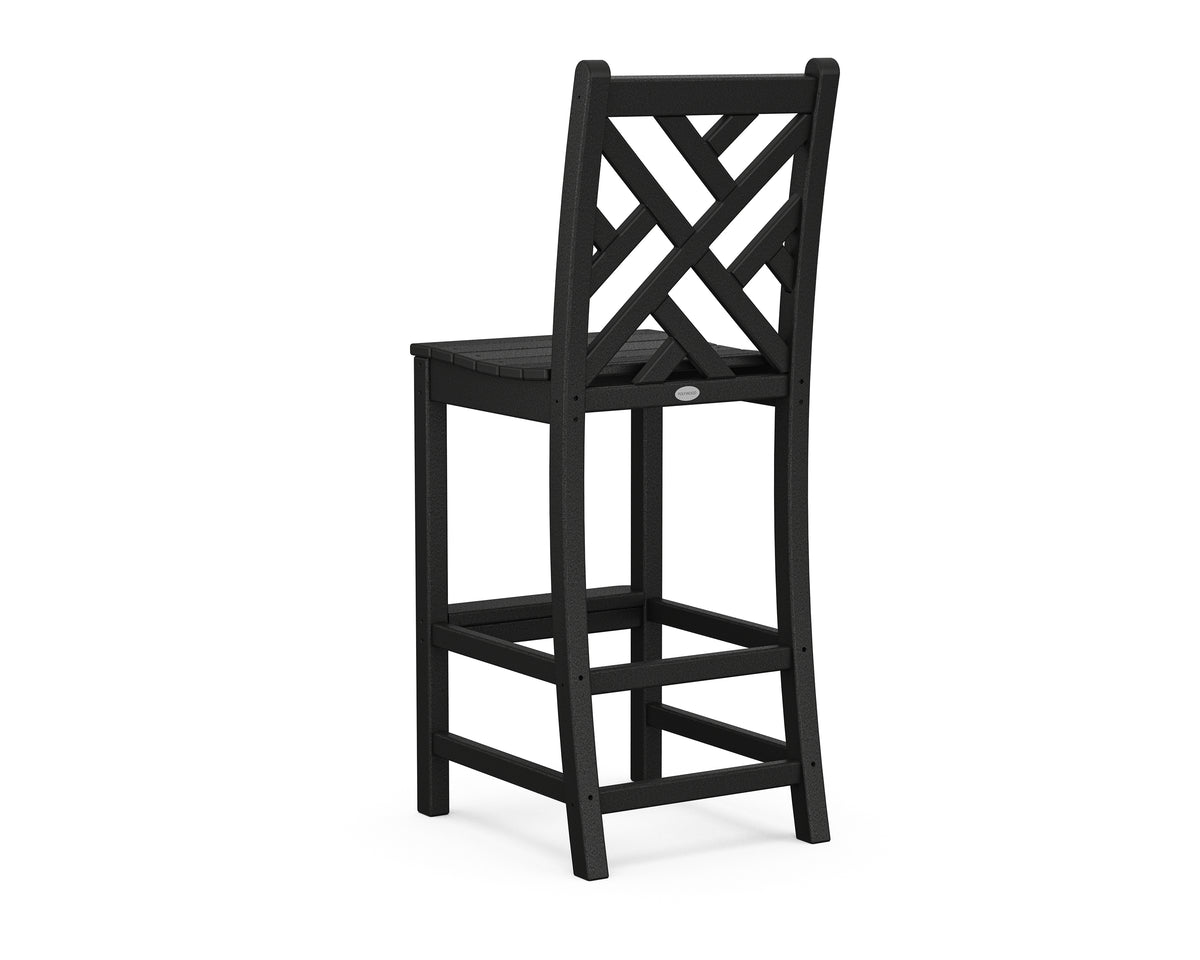 Alternate view of the POLYWOOD Chippendale Bar Side Chair in Black
