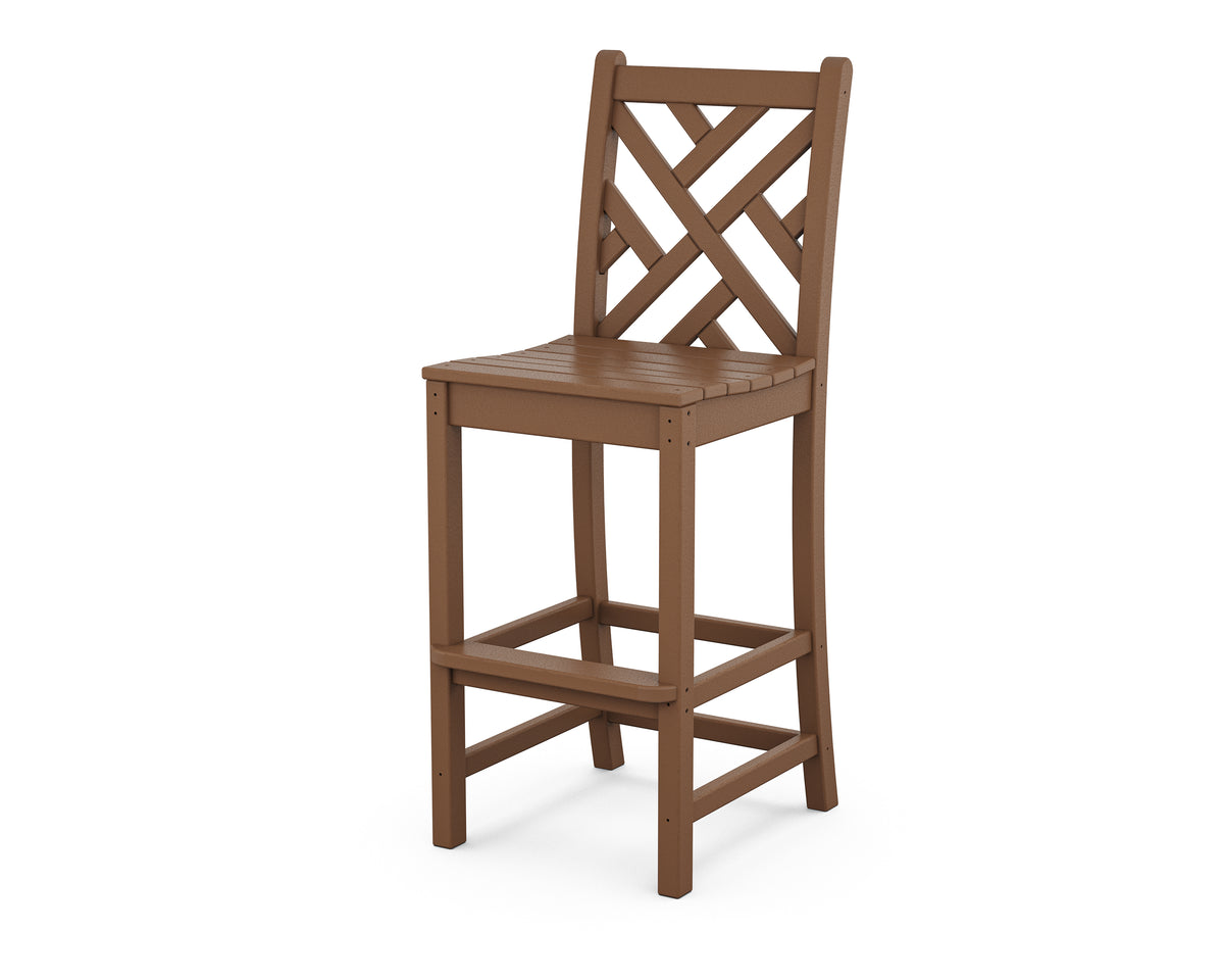 POLYWOOD Chippendale Bar Side Chair in Teak