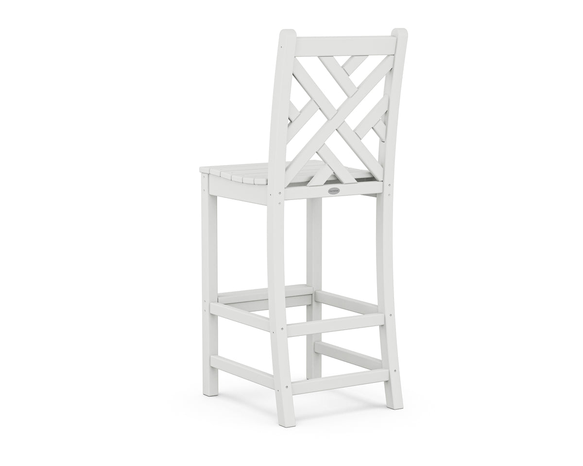 Alternate view of the POLYWOOD Chippendale Bar Side Chair in White