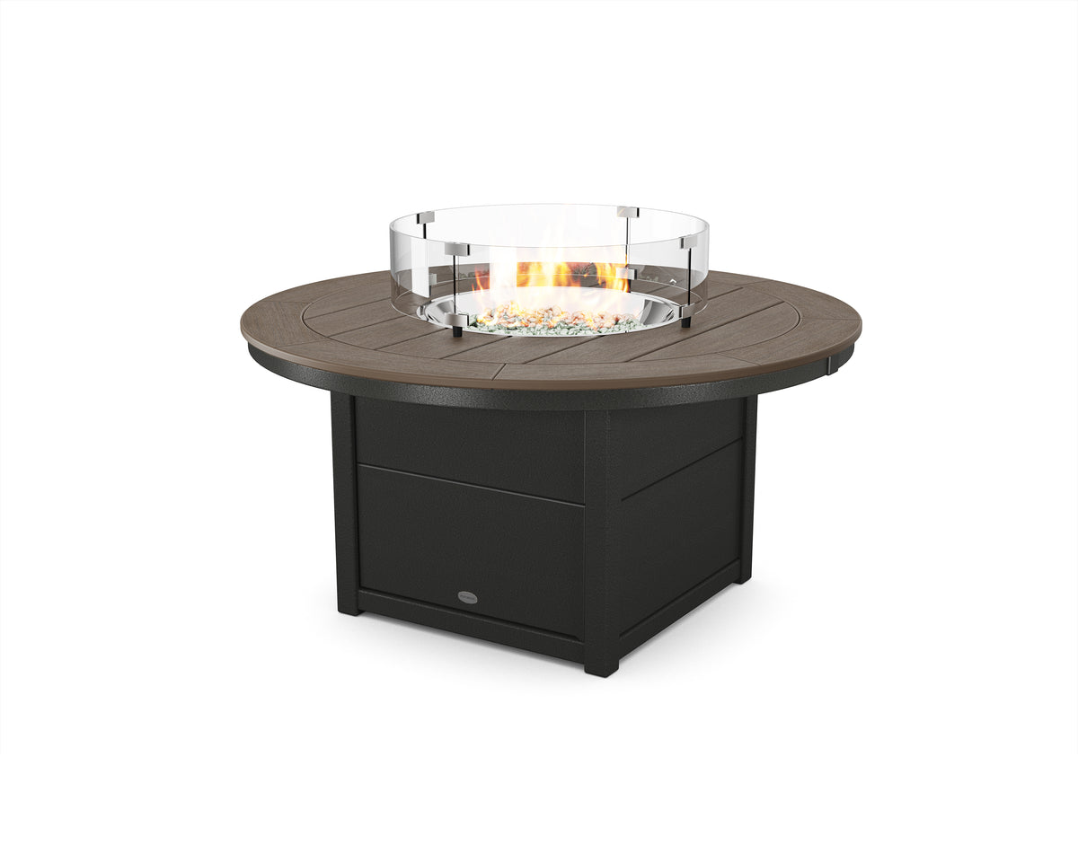 POLYWOOD Round 48" Fire Pit Table in Black / Kona
