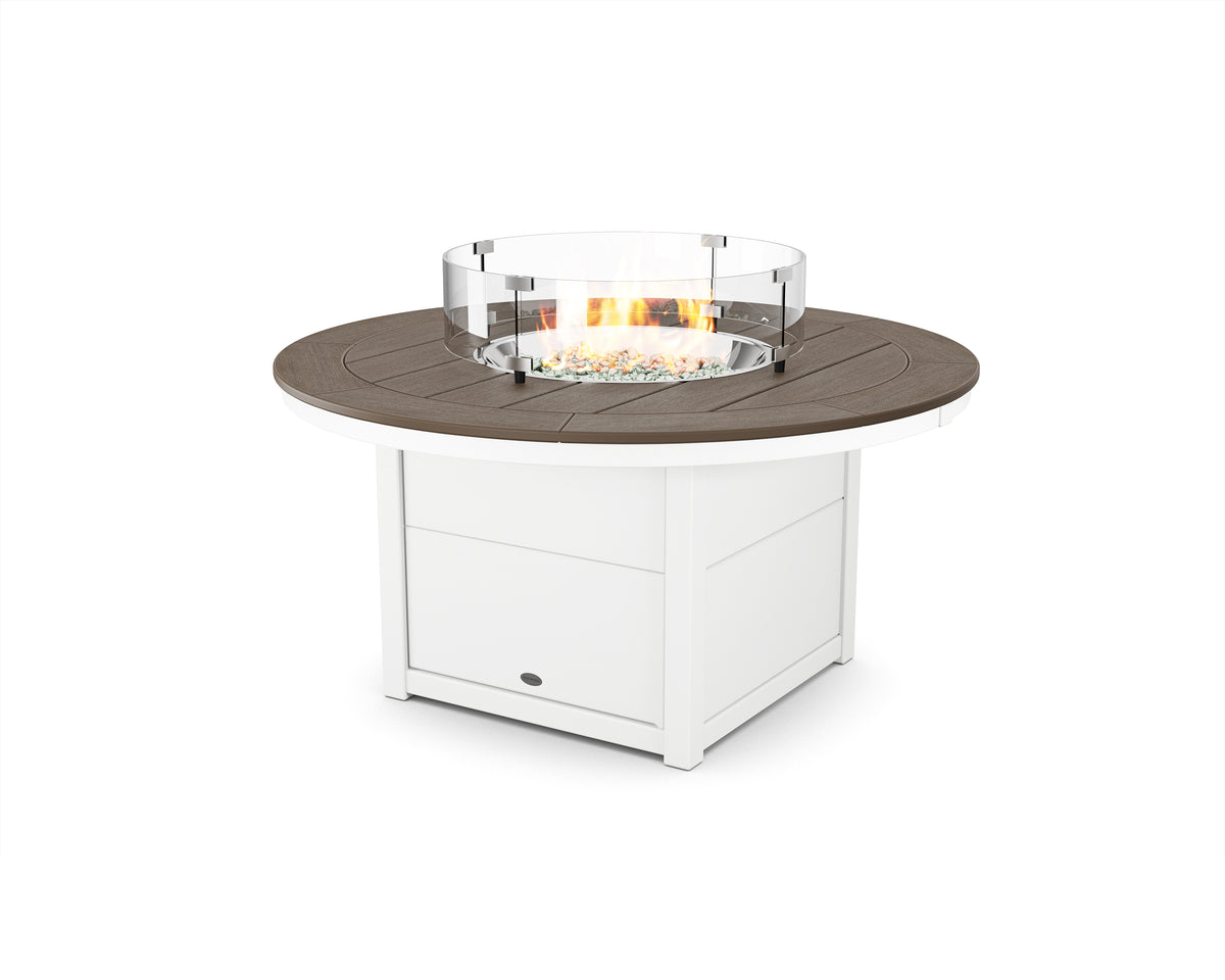 POLYWOOD Round 48" Fire Pit Table in White / Kona