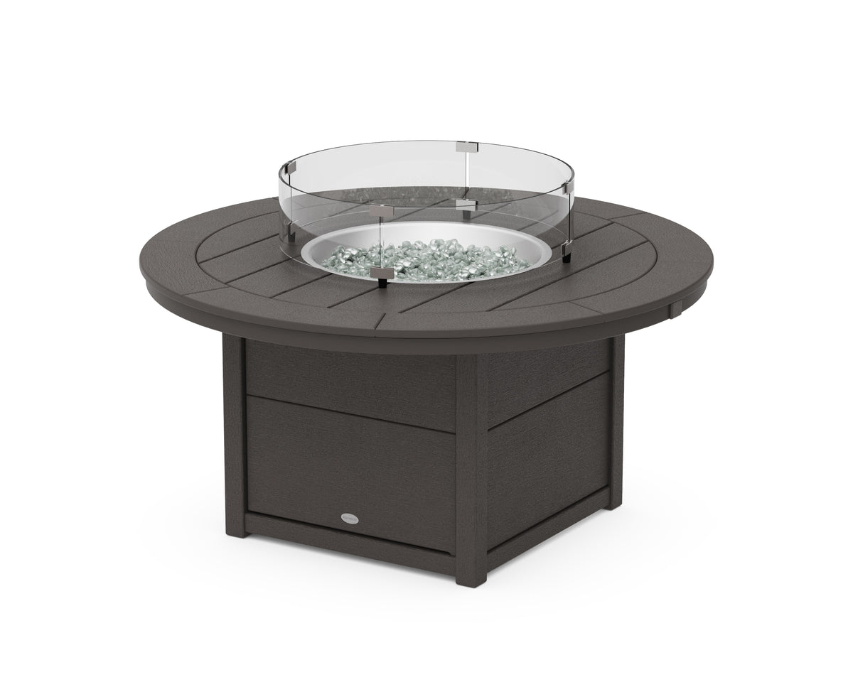 POLYWOOD Round 48" Fire Pit Table in Vintage Coffee / Vintage Coffee