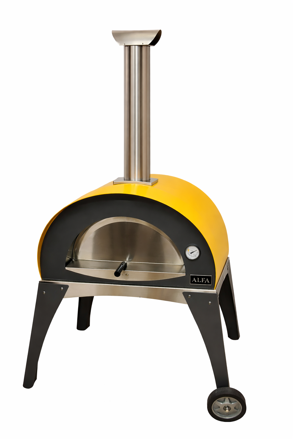 Alfa Moderno 2 Pizze Wood Fired Pizza Oven (Yellow) & Cart