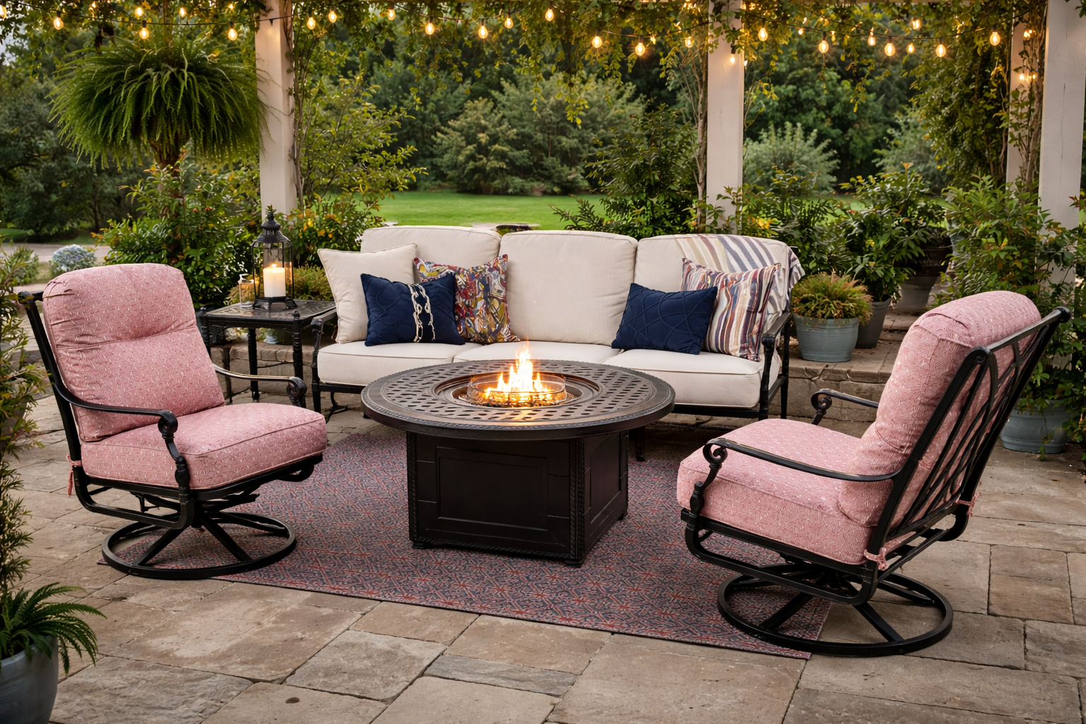 Gensun Grand Terrace Deep Seating Fire Pit Set