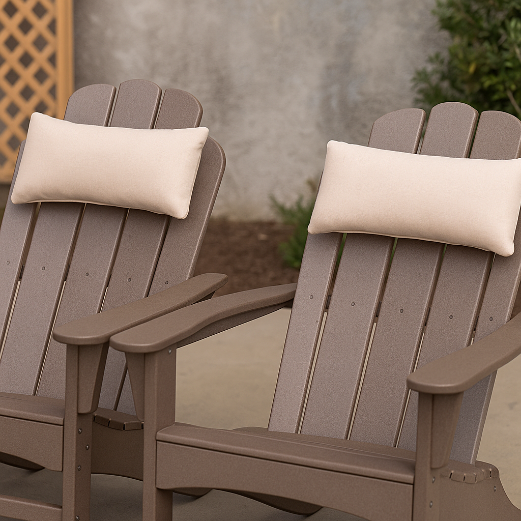 Set of 2 Universal Sunbrella® Headrest Pillows for Adirondack Chairs – Non-Slip Wide Strap, Quick-Dry Polyfill
