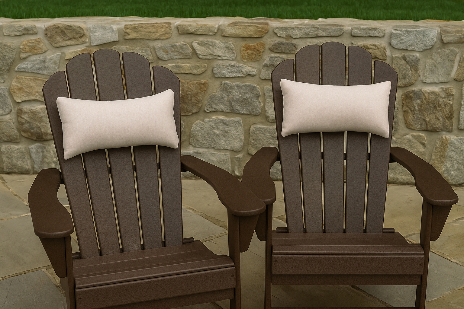Set of 2 Universal Sunbrella® Headrest Pillows for Adirondack Chairs – Non-Slip Wide Strap, Quick-Dry Polyfill