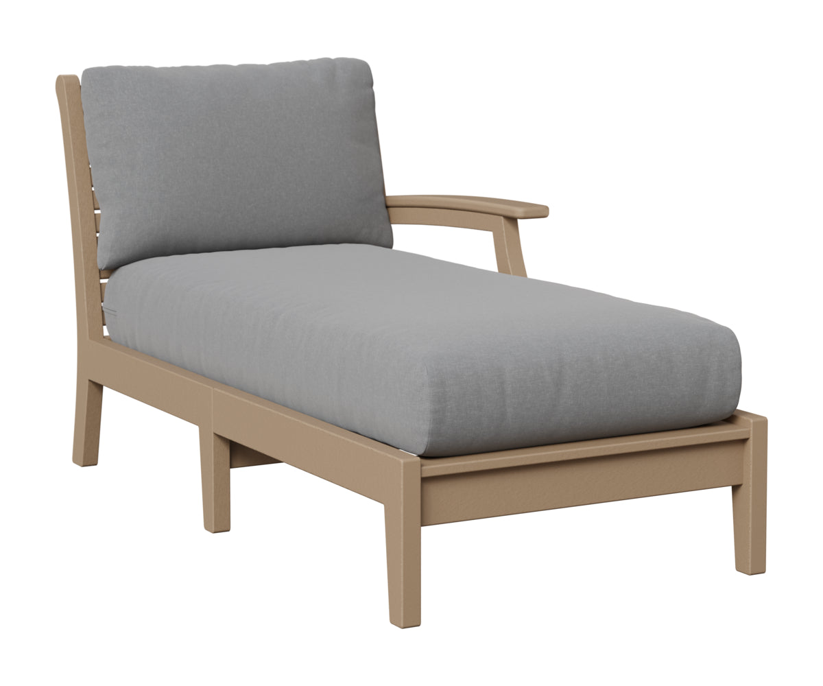 Berlin Gardens Classic Terrace Left Arm Chaise Lounge in Weatherwood