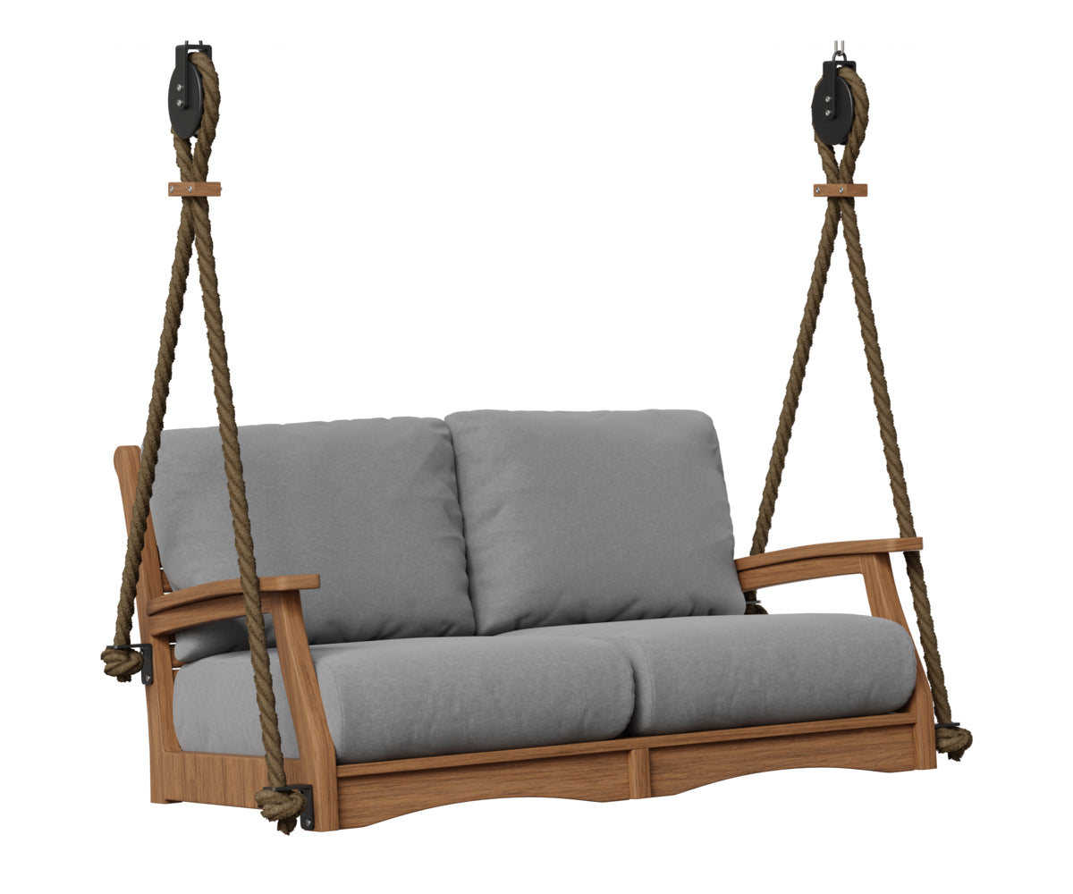 Berlin Gardens Classic Terrace Loveseat Swing in Antique Mahogany