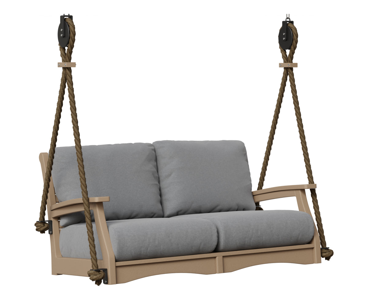 Berlin Gardens Classic Terrace Loveseat Swing in Weatherwood