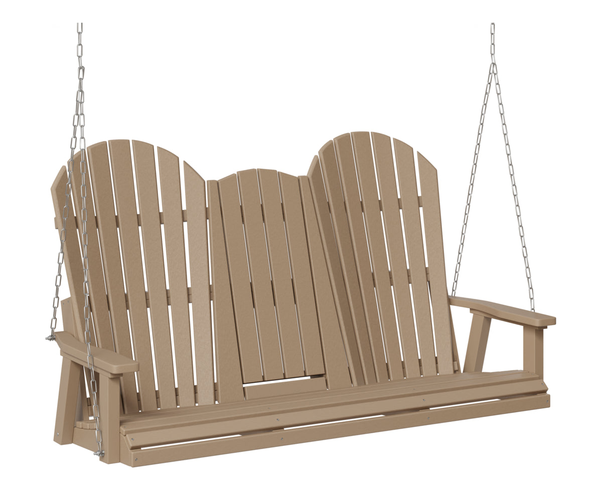 Berlin Gardens Comfo Back Three Seat Swing w/Console in Weatherwood