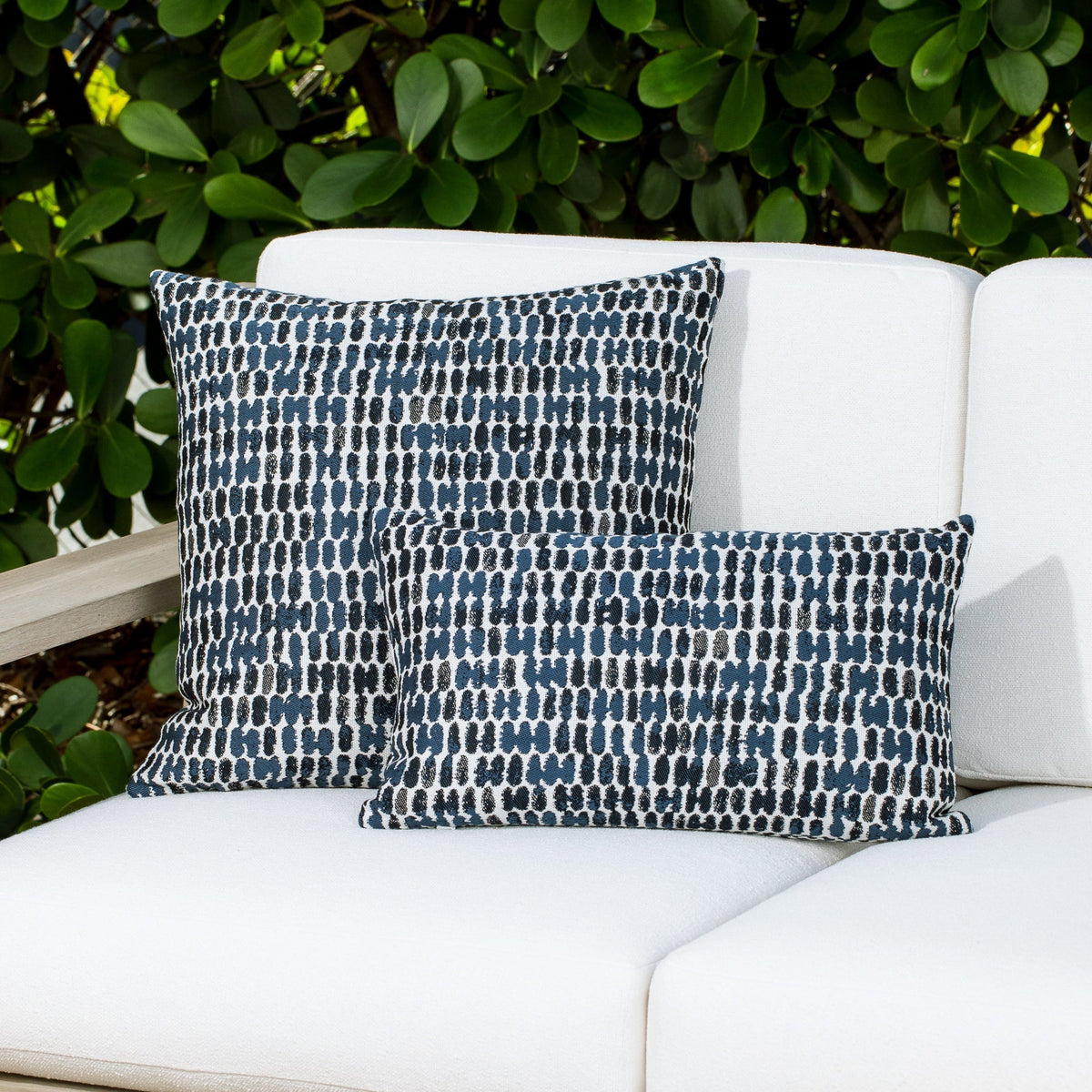 Elaine Smith Thumbprint Indigo outdoor pillow, navy - view 5