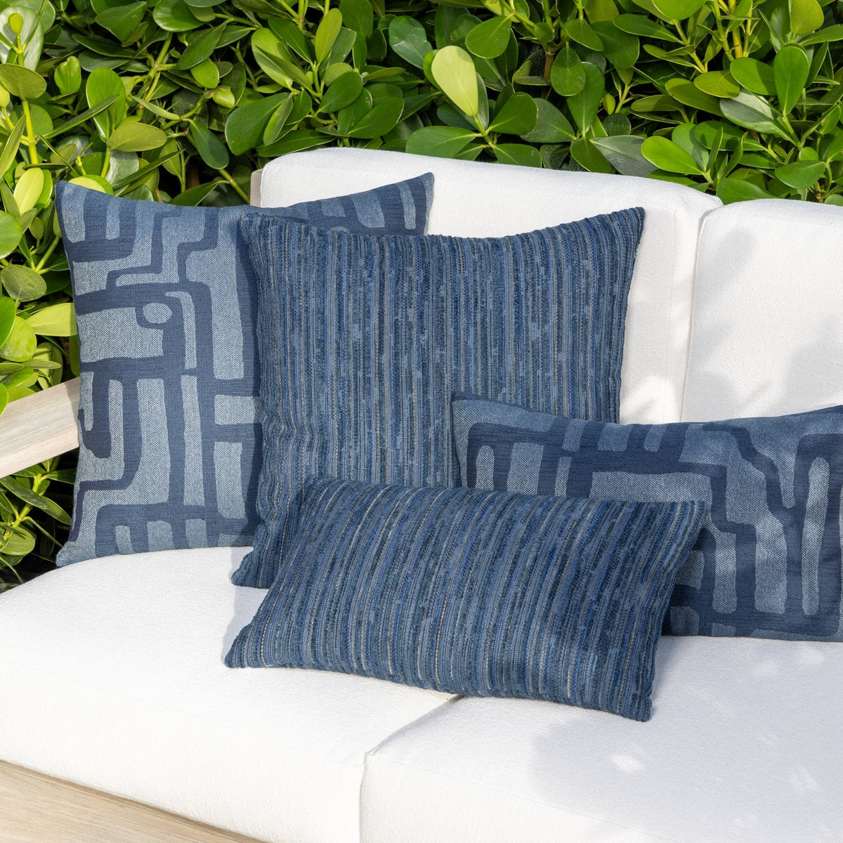 Elaine Smith Noble Indigo outdoor pillow, navy - view 5