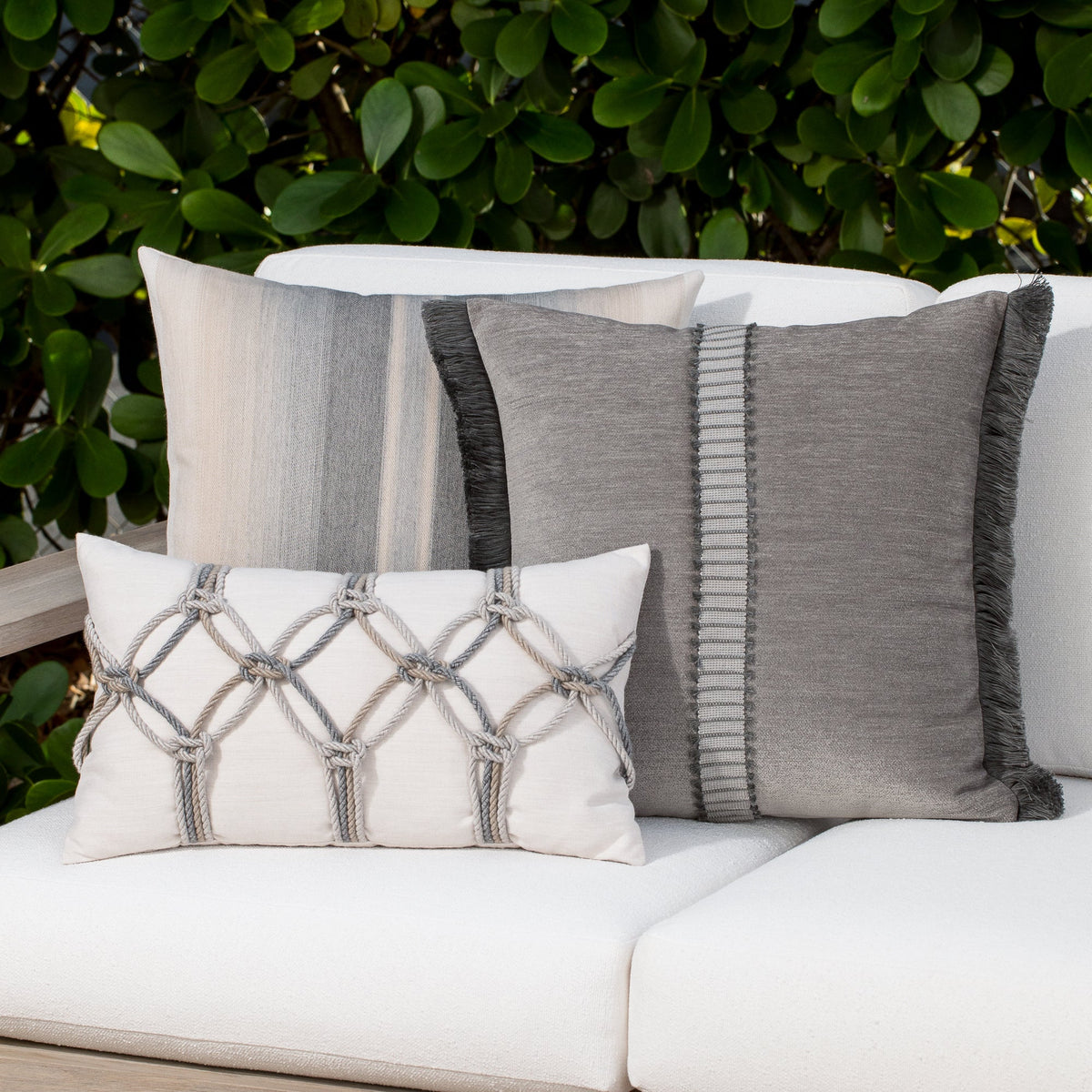 Elaine Smith Grigio Rope Outdoor Pillow