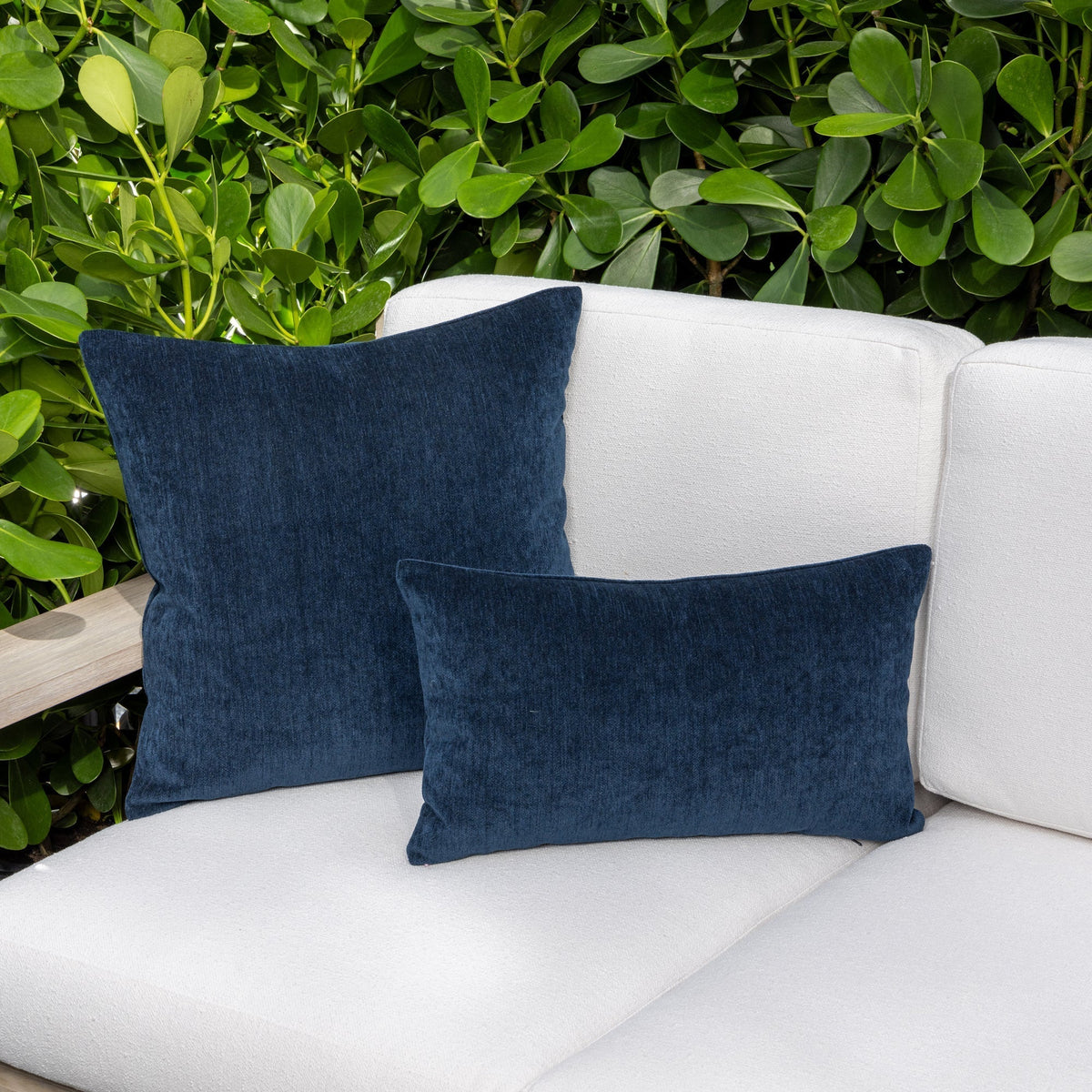 Elaine Smith Luxe Velour Indigo outdoor pillow, navy - view 7