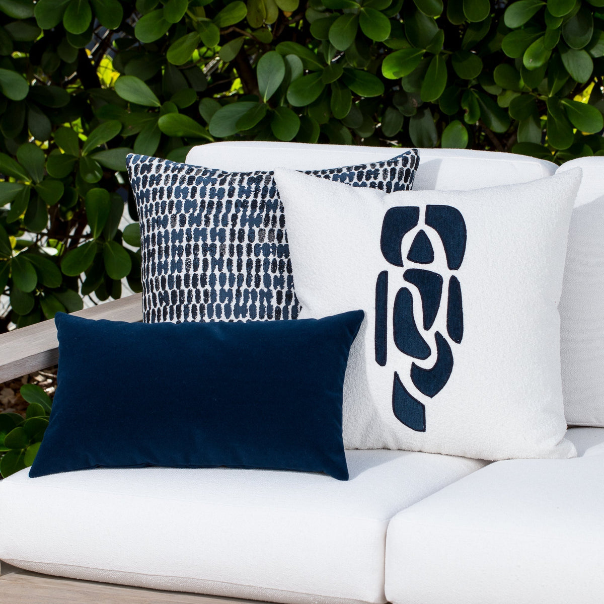 Elaine Smith Lush Velvet Midnight outdoor pillow, navy - view 3
