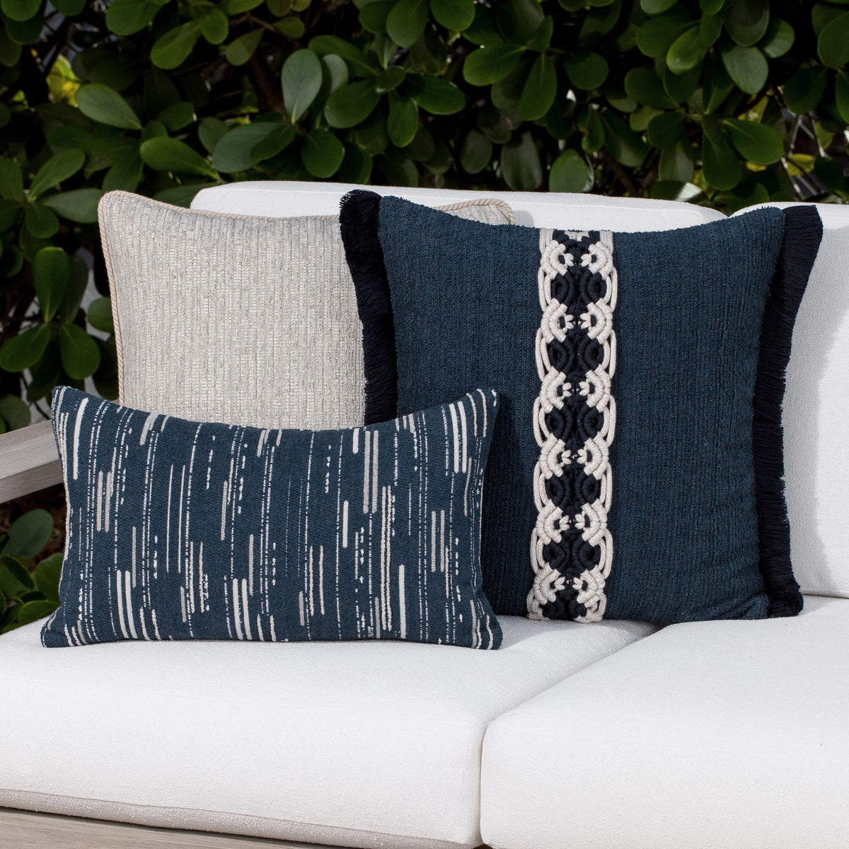 Elaine Smith Connection Indigo outdoor pillow, navy - view 3