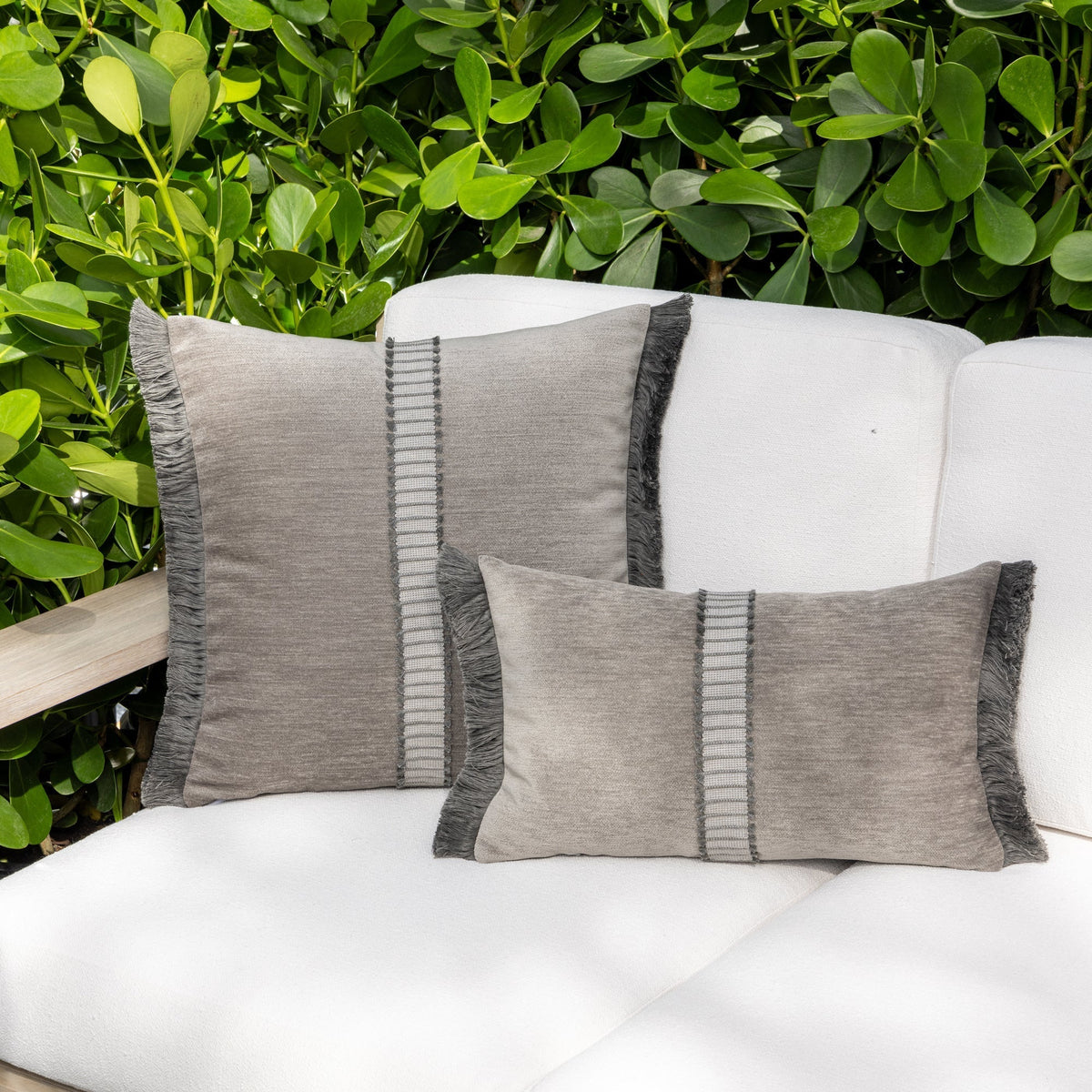 Elaine Smith Splendor Pewter outdoor pillow, gray - view 6