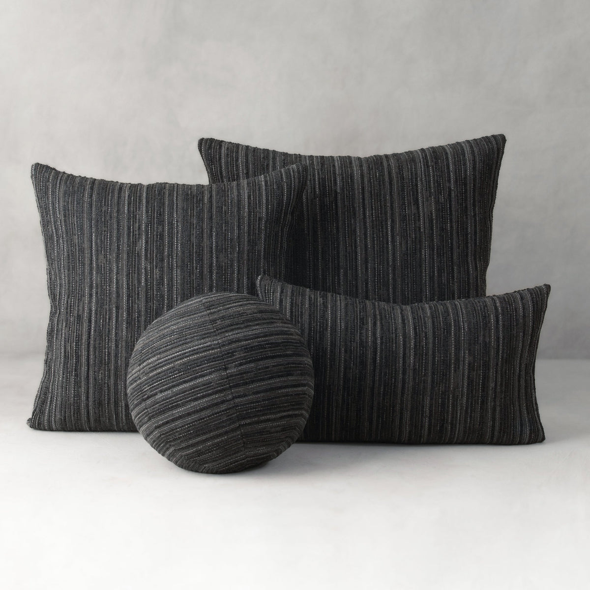 Elaine Smith Luxe Stripe Charcoal Outdoor Pillow