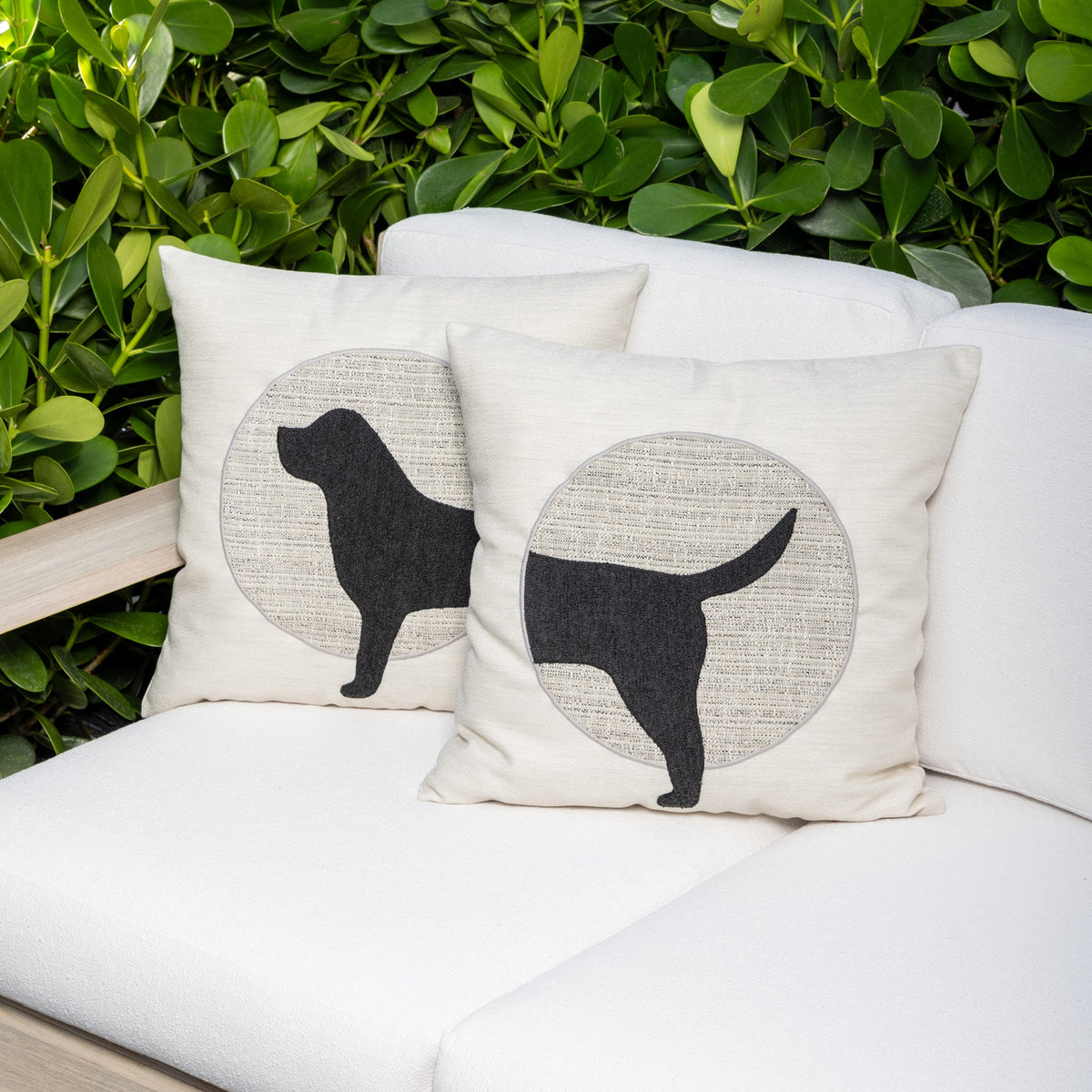 Elaine Smith Unconditional Woof (Head) Outdoor Pillow