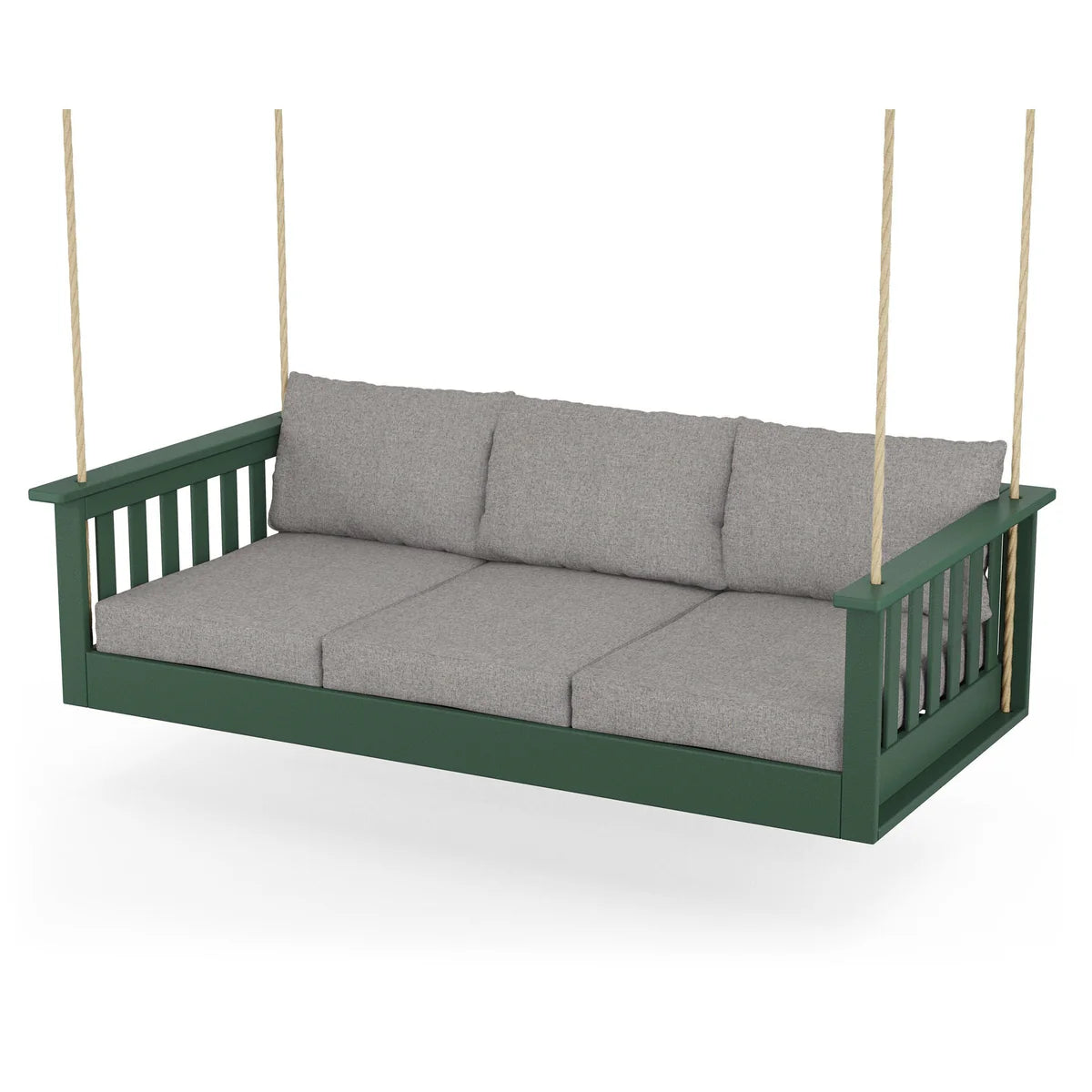 POLYWOOD Vineyard Daybed Swing in Green / Grey Mist