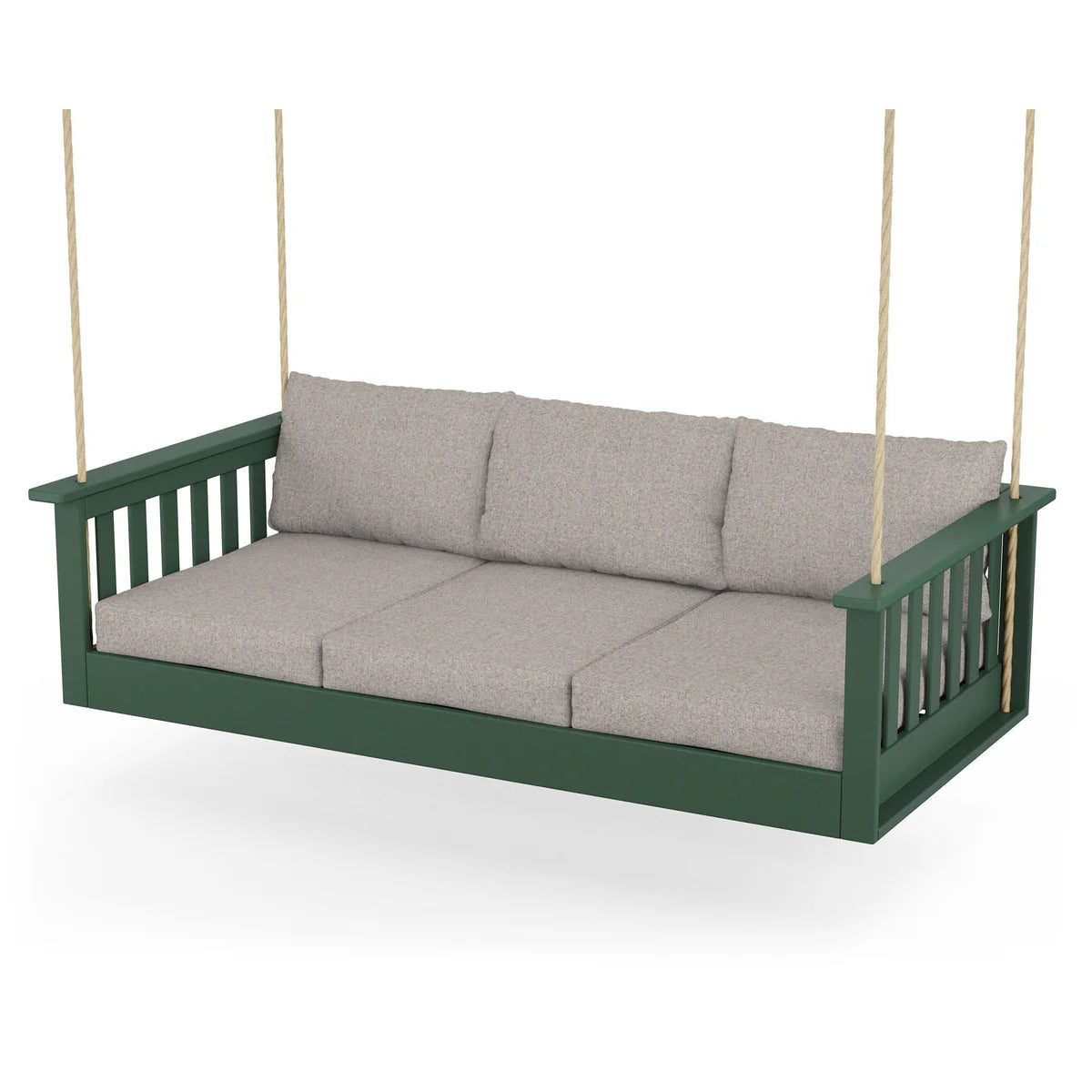 POLYWOOD Vineyard Daybed Swing in Green / Weathered Tweed