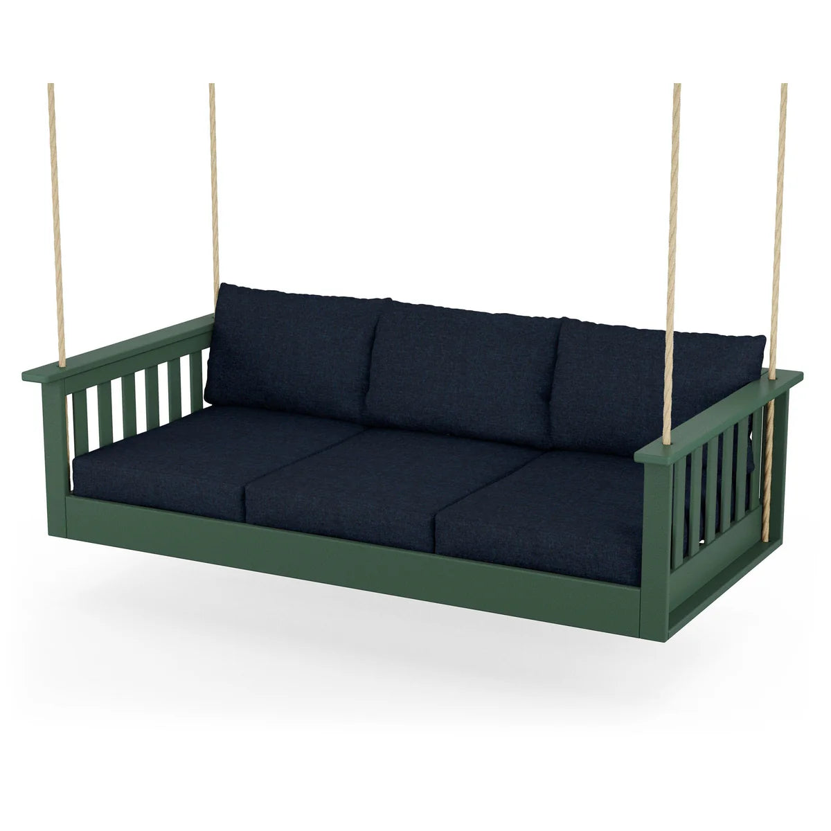 POLYWOOD Vineyard Daybed Swing in Green / Marine Indigo