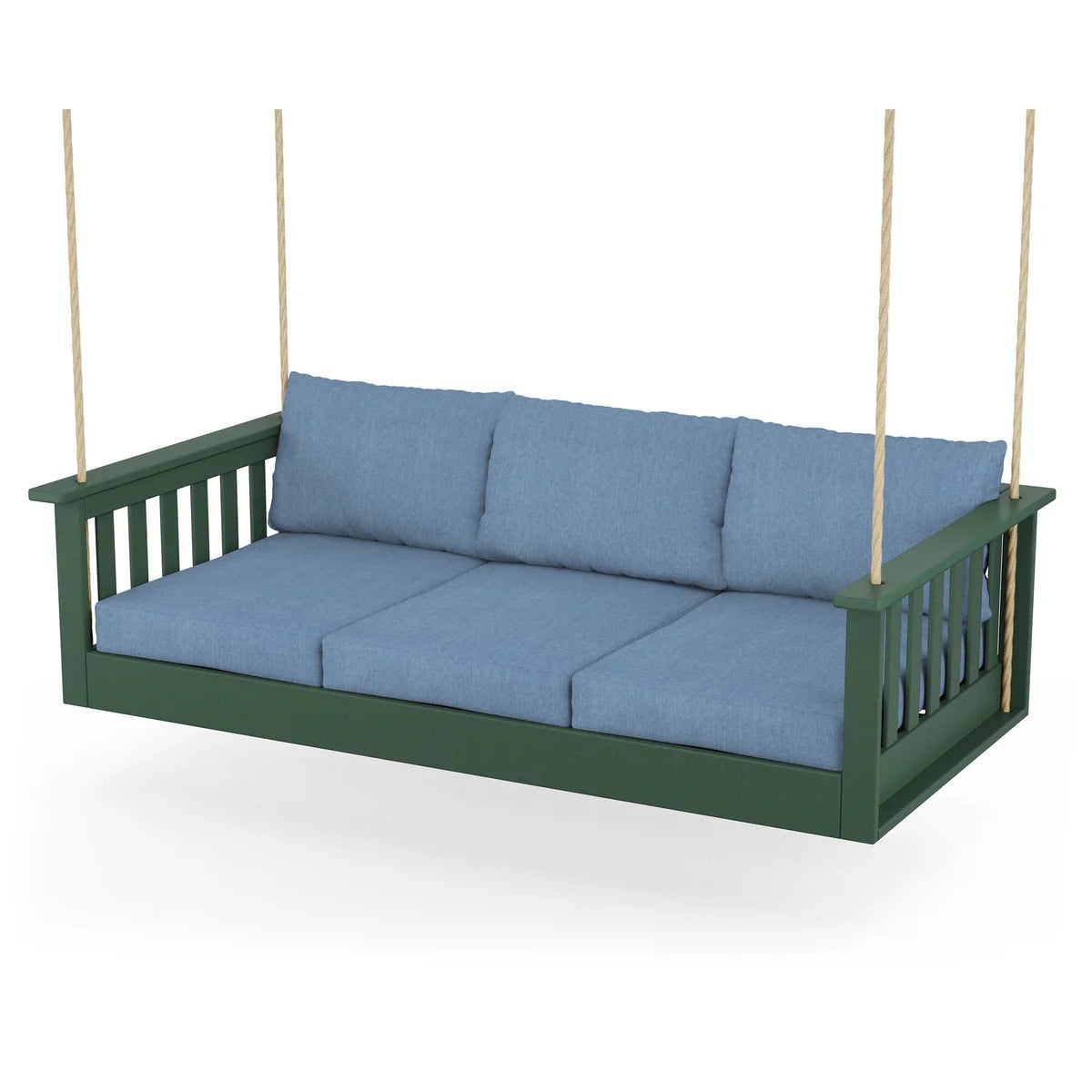 POLYWOOD Vineyard Daybed Swing in Green / Sky Blue