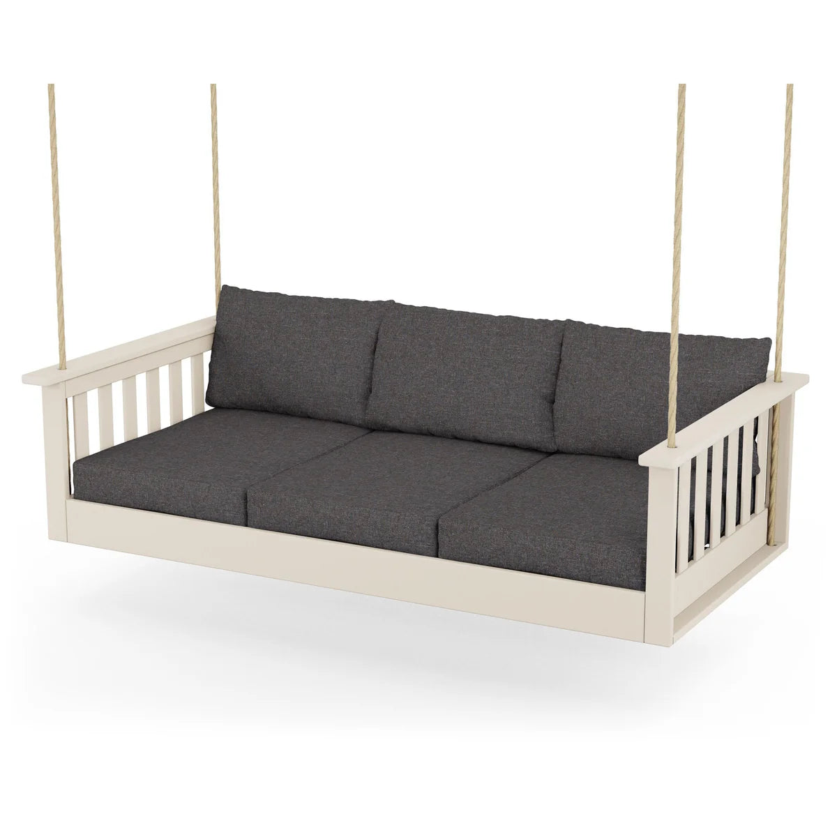 POLYWOOD Vineyard Daybed Swing in Sand / Ash Charcoal