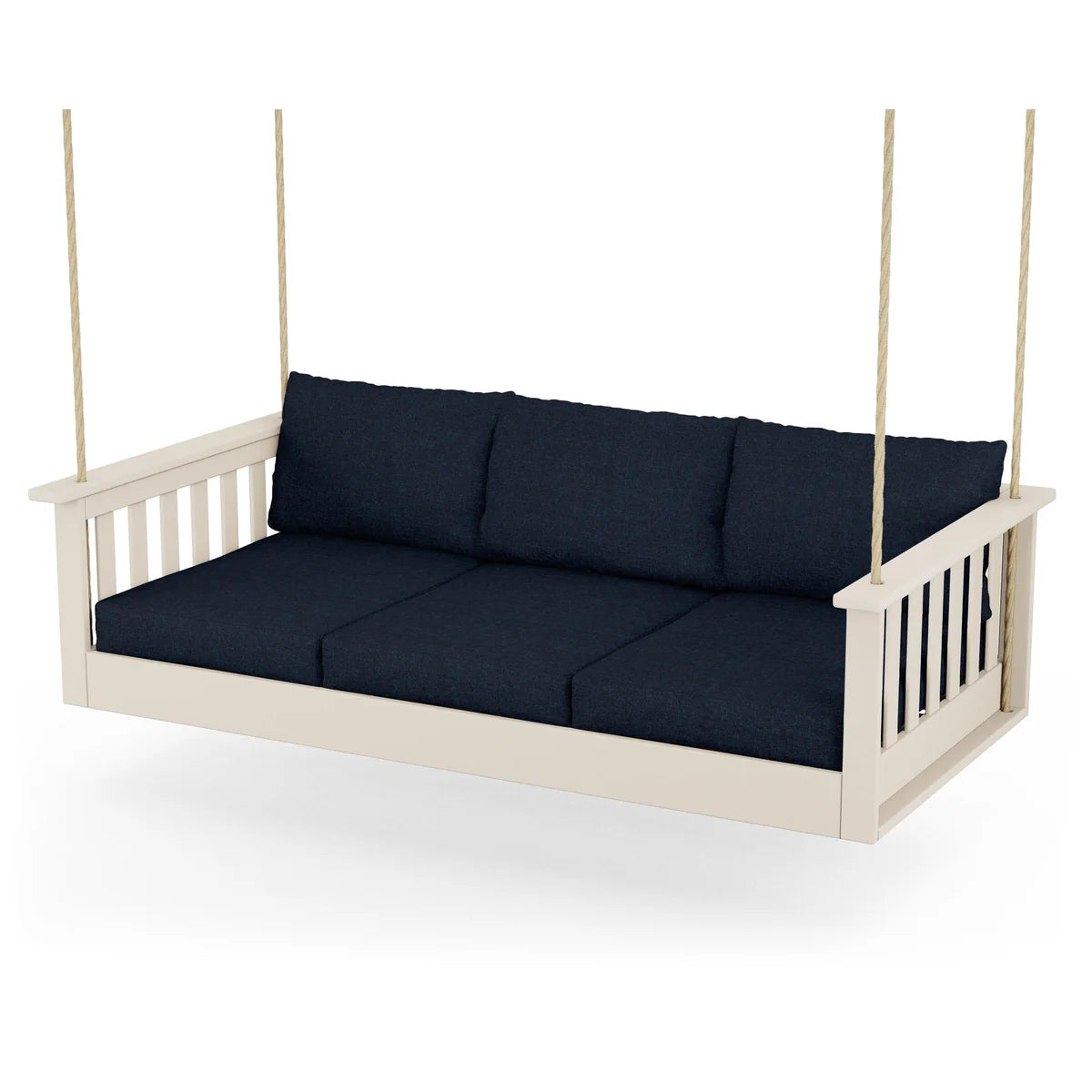 POLYWOOD Vineyard Daybed Swing in Sand / Marine Indigo