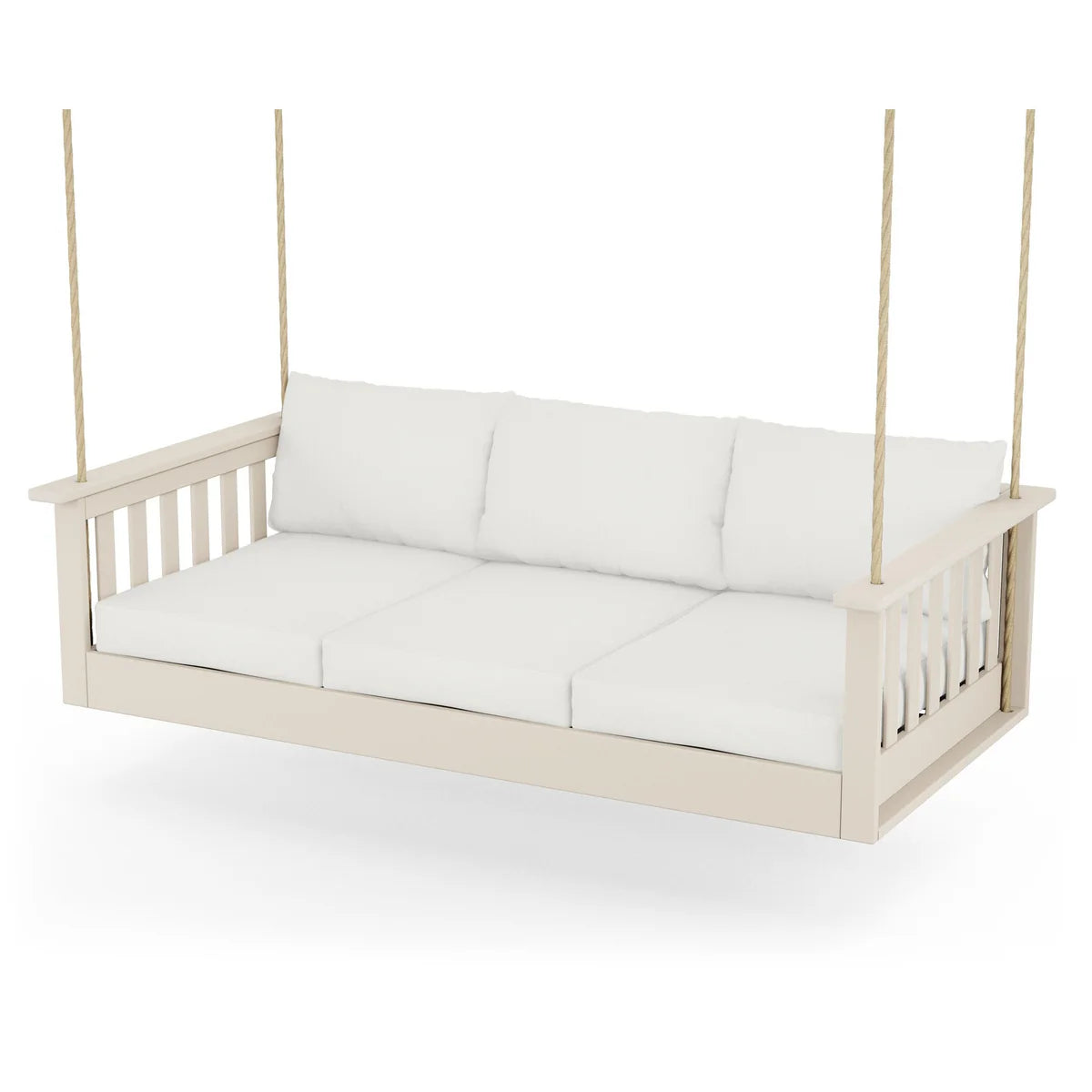 POLYWOOD Vineyard Daybed Swing in Sand / Natural Linen