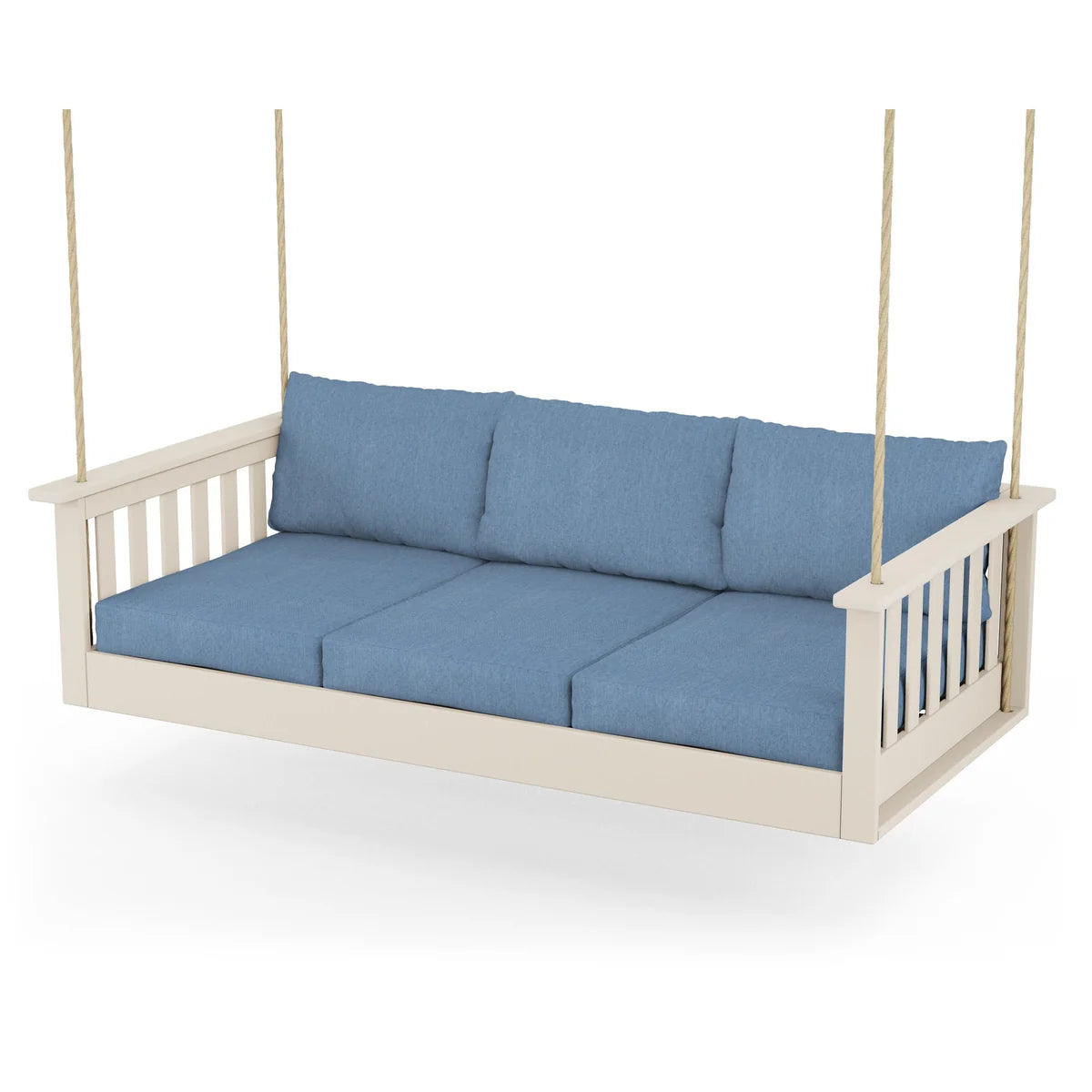 POLYWOOD Vineyard Daybed Swing in Sand / Sky Blue