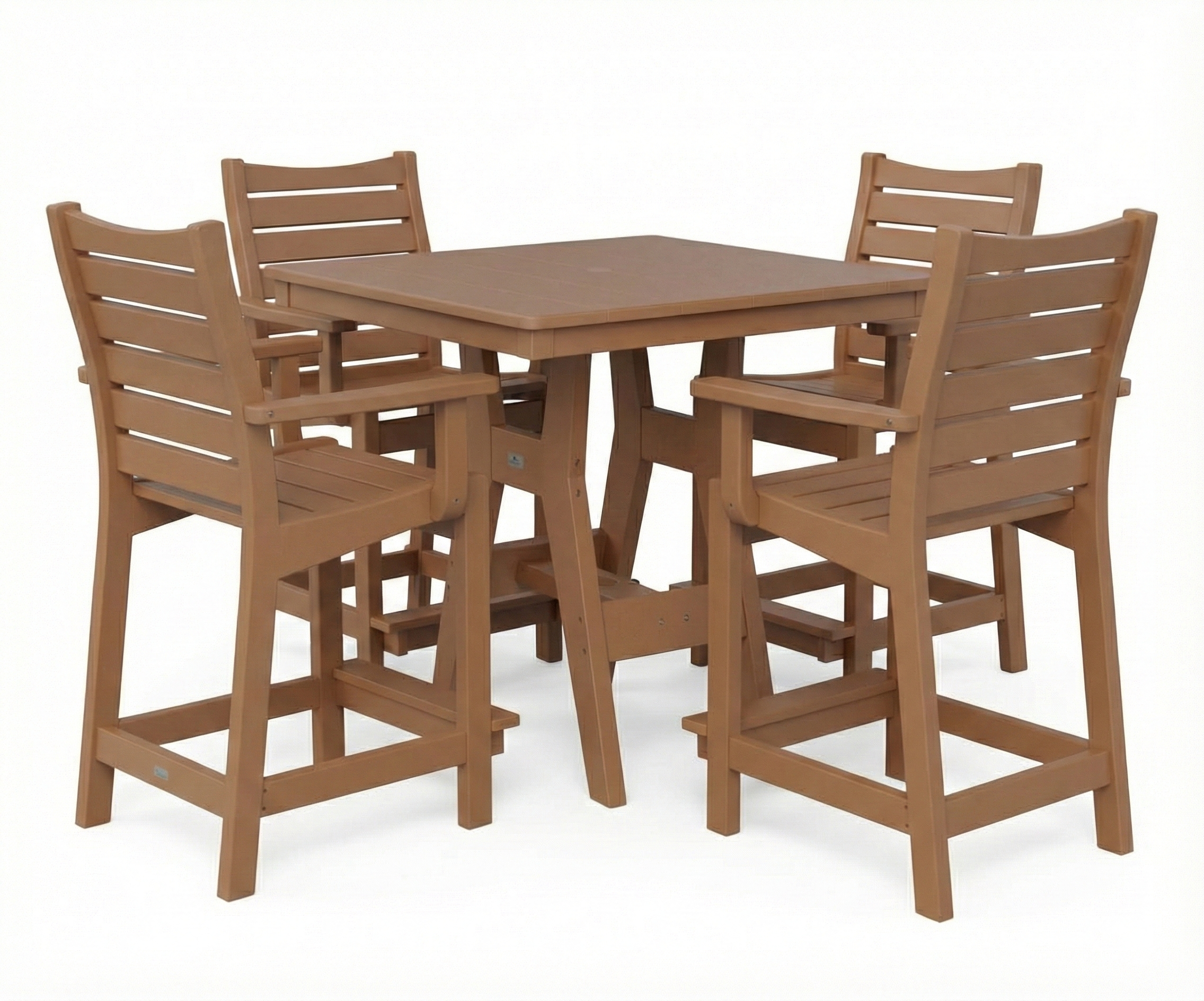 Berlin Gardens Harbor 33" Square Dining Table & 4 Bristol Counter Chairs w/ Arm Kit