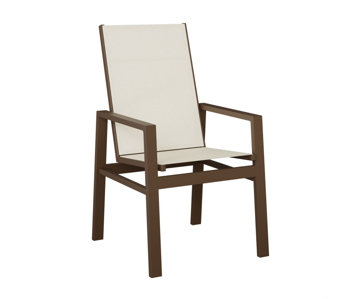 Berlin Gardens Vida High-Back Sling Dining Chair in Mesquite Wood Vein