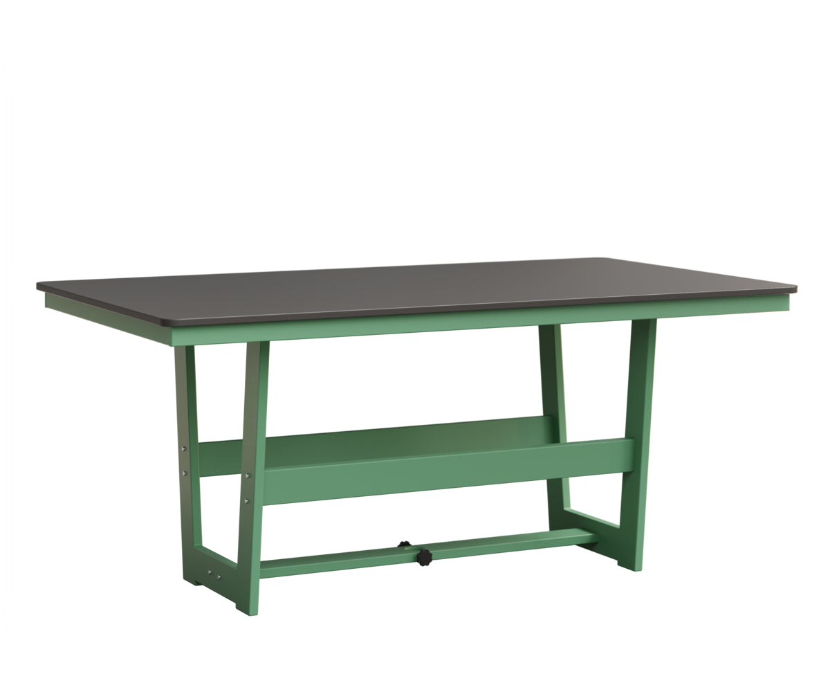 Berlin Gardens Hudson 40" x 70" Rectangle Table in Mint, Hammered Stainless top