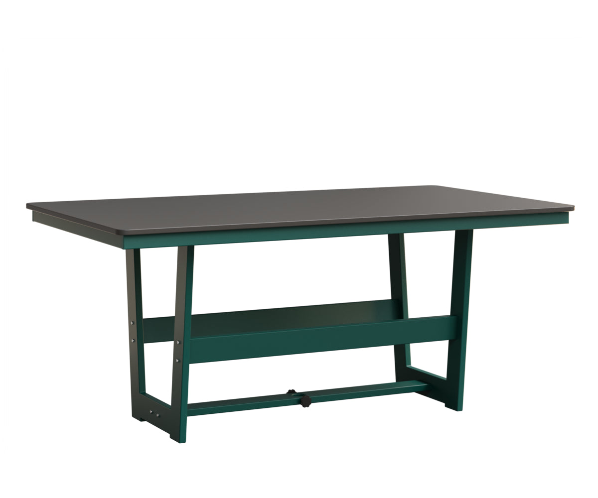 Berlin Gardens Hudson 40" x 70" Rectangle Table in Teal, Hammered Stainless top