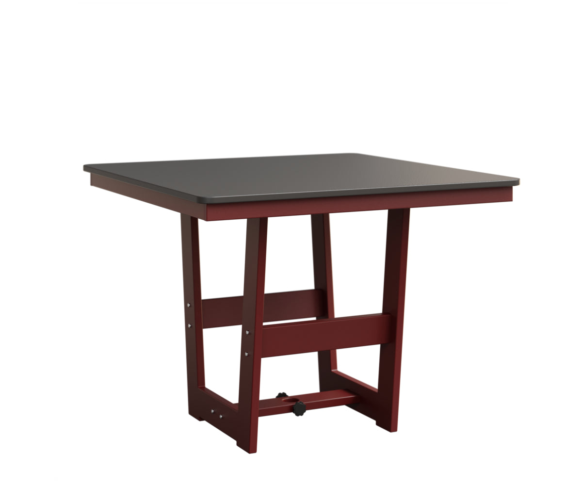 Berlin Gardens Hudson 40" x 40" Square Table in Red, Hammered Stainless top