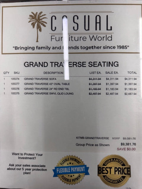 Lloyd Flanders Grand Traverse Sofa & Swivel Lounge Chair Set w/ Oval Table & End Table