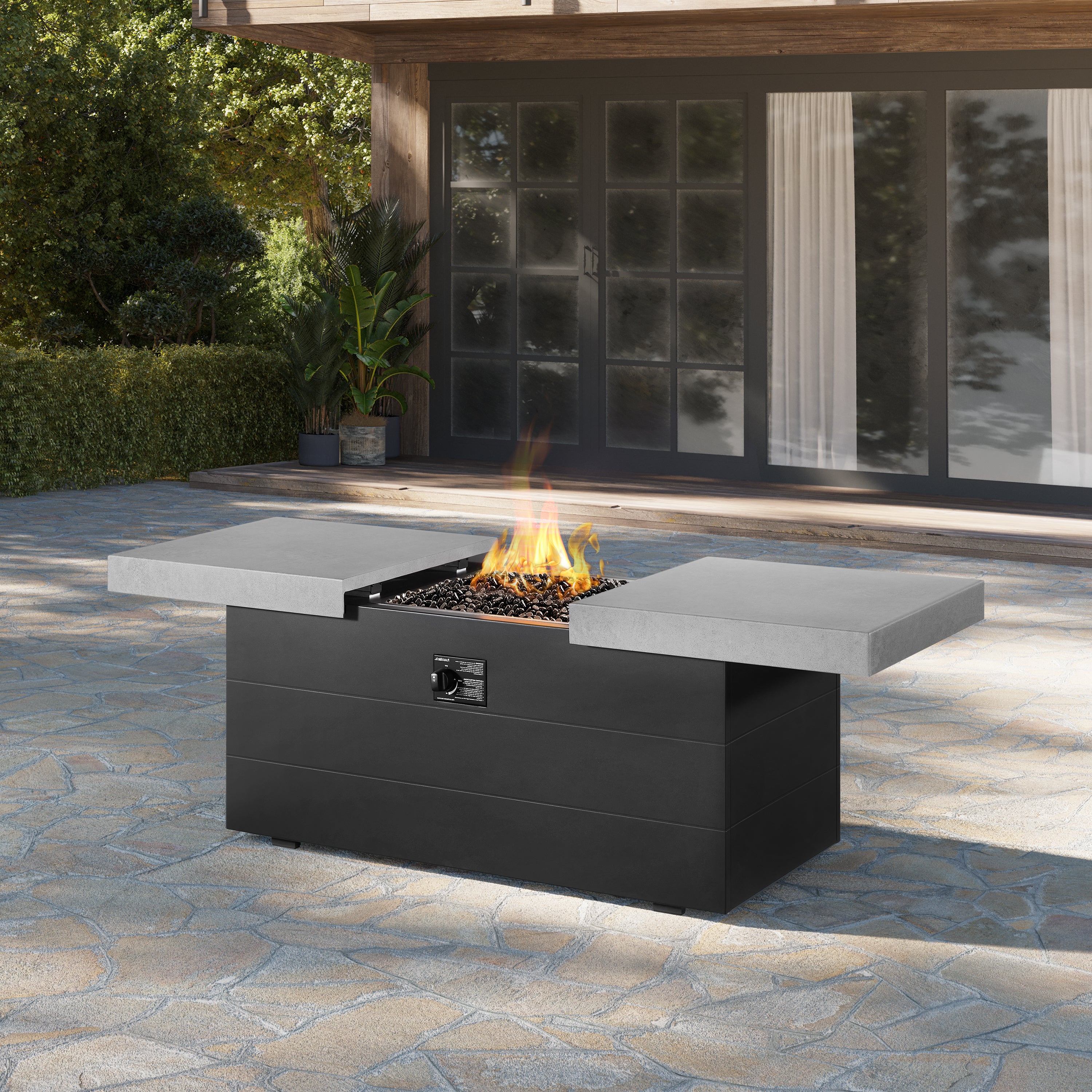 Plank & Hide 48"x24" Rectangle Functional Propane Fire Pit