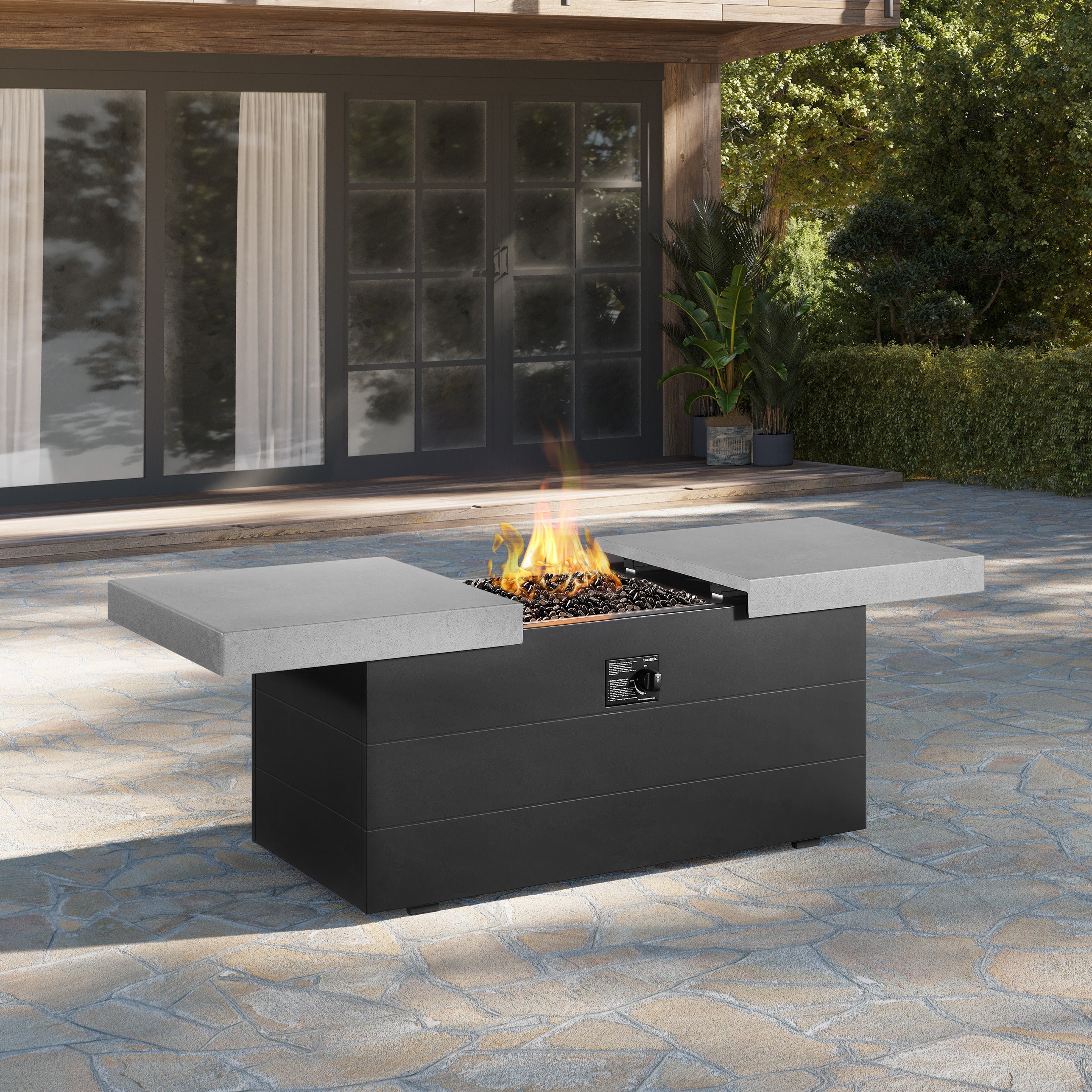 Plank & Hide 48"x24" Rectangle Functional Propane Fire Pit