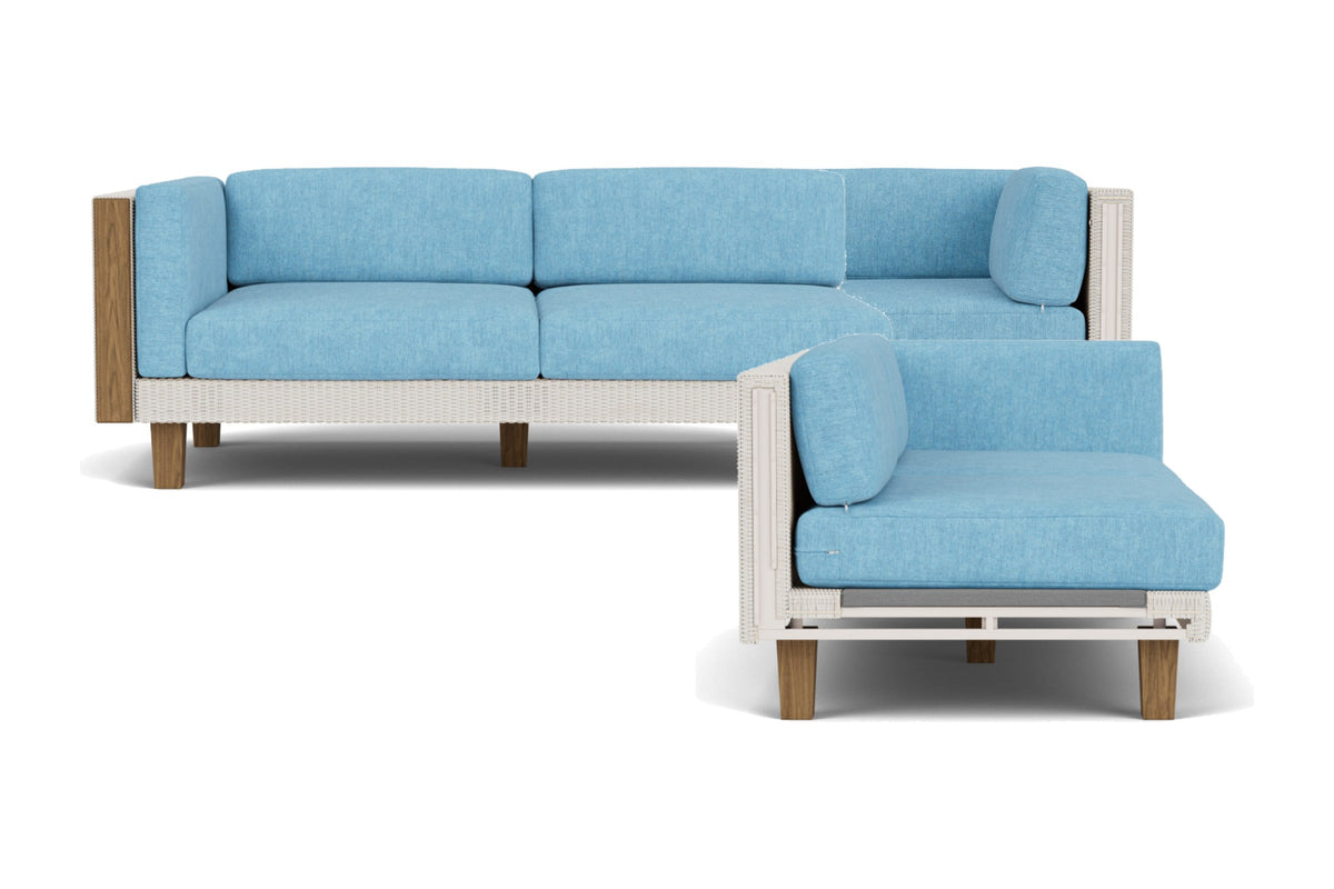 Lloyd Flanders Catalina 3-Piece L-Shaped Sectional in Antique White frame with Cast Horizon fabric - all pieces shown