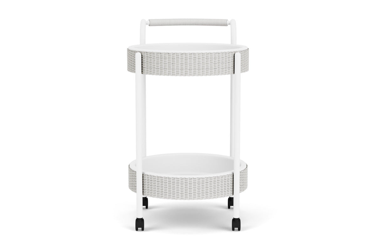 Lloyd Flanders Lloyd Loom Bar Cart with set-in serving trays – 2x2 Weave in Matte White frame