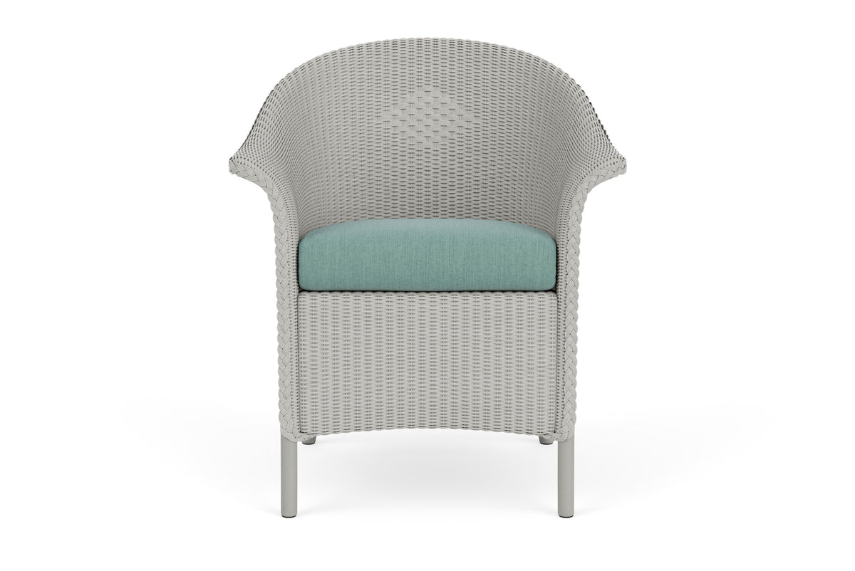 Lloyd Flanders Lloyd Loom Dining Armchair – 1x1 Weave in Platinum frame with Loveboat Mint fabric